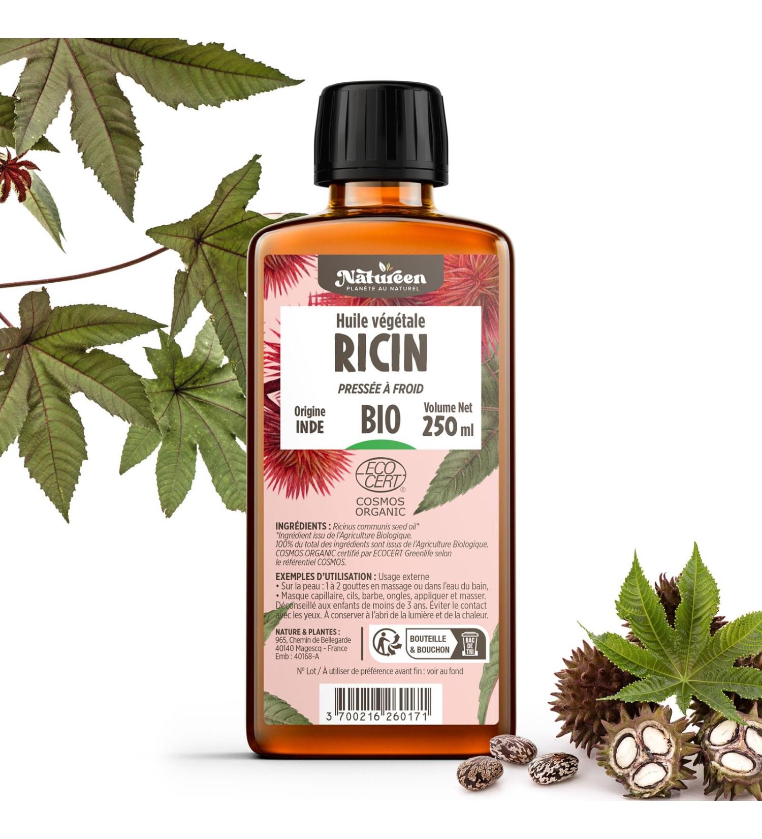  Plan te au Naturel Organic Castor Oil 250ml - Cosmos Organic - Plan te au Naturel - 100% Natural and Cold-Pressed - Skin hair eyelashes etc. - Buy Online on GoSupps.com