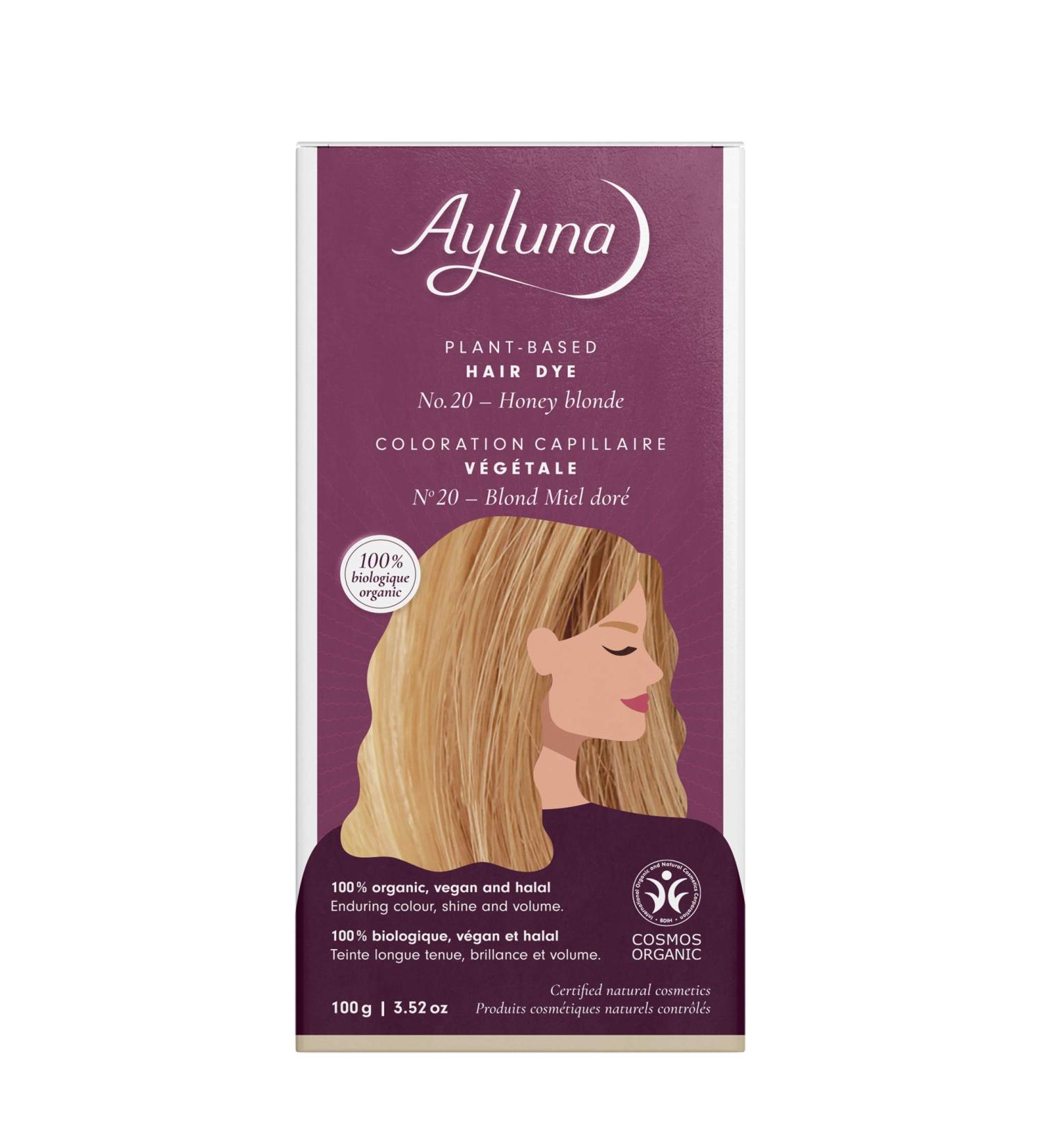 Ayluna Plant Hair Color 20 Honey Blonde - Vegan Ammonia-Free 100% Gray Coverage with Henna & Botanicals | 100g Pack - Buy Online on GoSupps.com