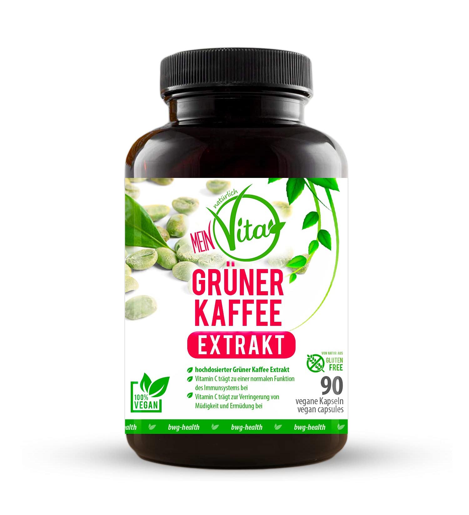 MeinVita Green Coffee Capsules - 1376 mg High Dose 100% Vegan 90 Pieces - Boost Metabolism & Weight Loss - Buy Online on GoSupps.com