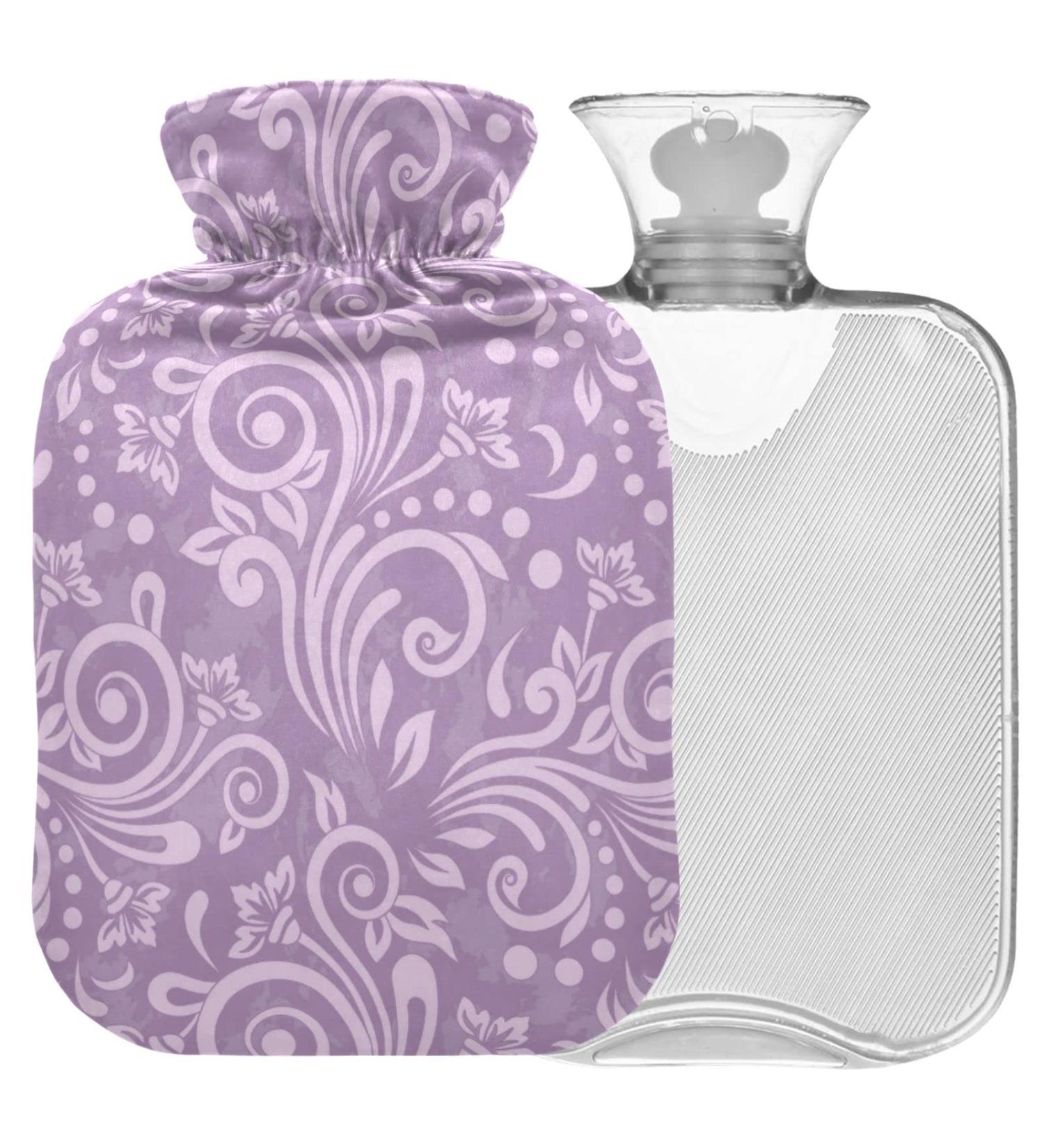 Shop Naanle 2L Hot Water Bottle with Antique Lavender Flower Cover - Pain Relief for Menstrual Cramps & Heat Therapy - Ideal for Cold & Hot Use - Buy Online on GoSupps.com