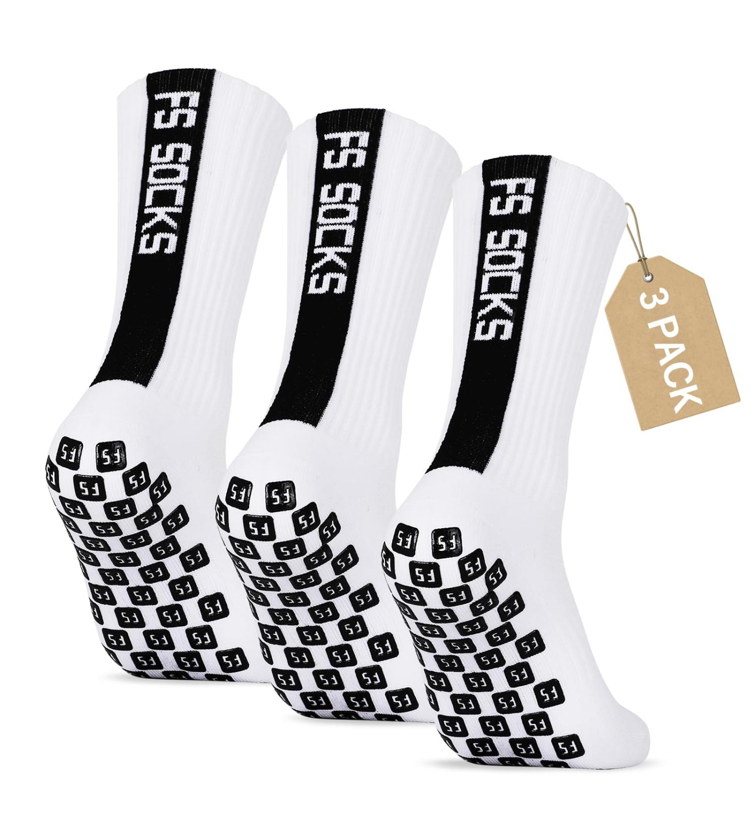 Gohanny Soccer Socks - 3 Pairs Grip Socks for Men Women & Children | Slipproof Football Basketball Running & Hiking Socks (Size 35-39 39-46) - White - Buy Online on GoSupps.com