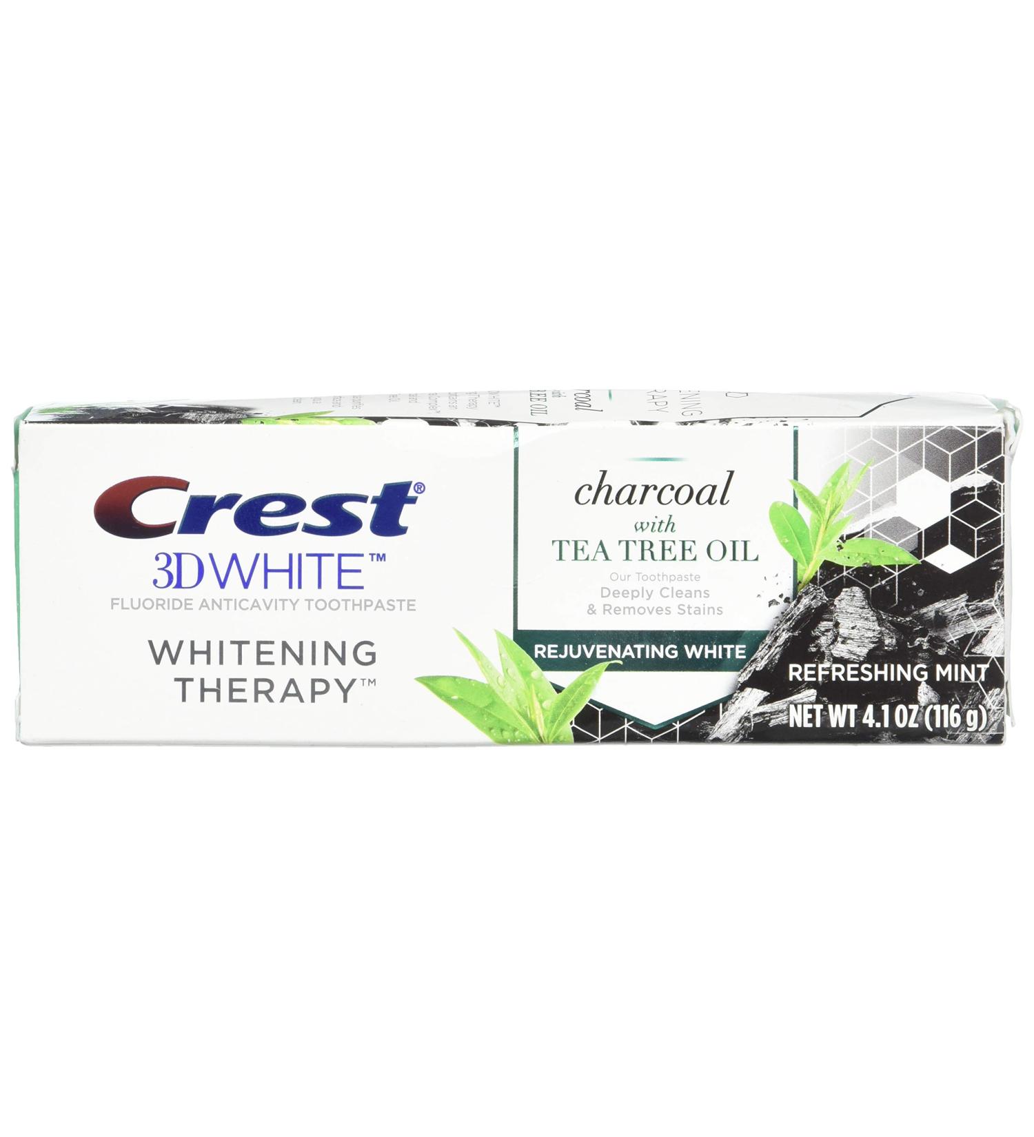 Crest Charcoal 3D White Toothpaste  Whitening Therapy  with Tea Tree Oil  Refreshing Mint Flavor  4.1 Oz  6.148 Lb Mint 4.1 Ounce (Pack of 1)