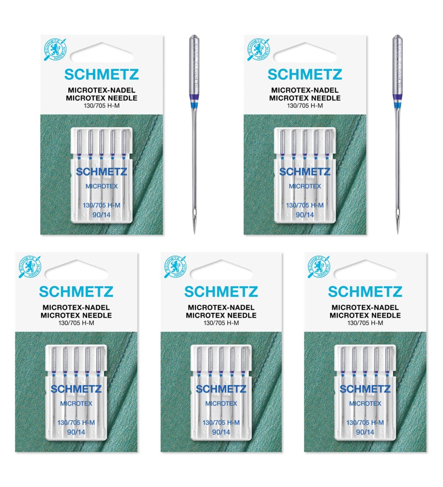 25 Schmetz Microtex Sharp Sewing Machine Needles 130/705 H-M Size 90/14