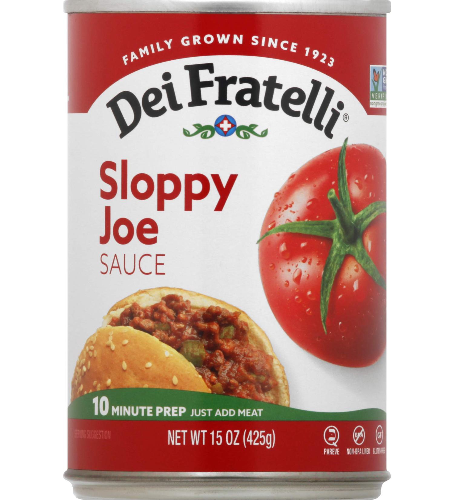 Dei Fratelli Sloppy Joe Sauce 15oz - 6 Pack | All-Natural Vine-Ripened Tomatoes | Non-GMO & Gluten-Free - Buy Online on GoSupps.com