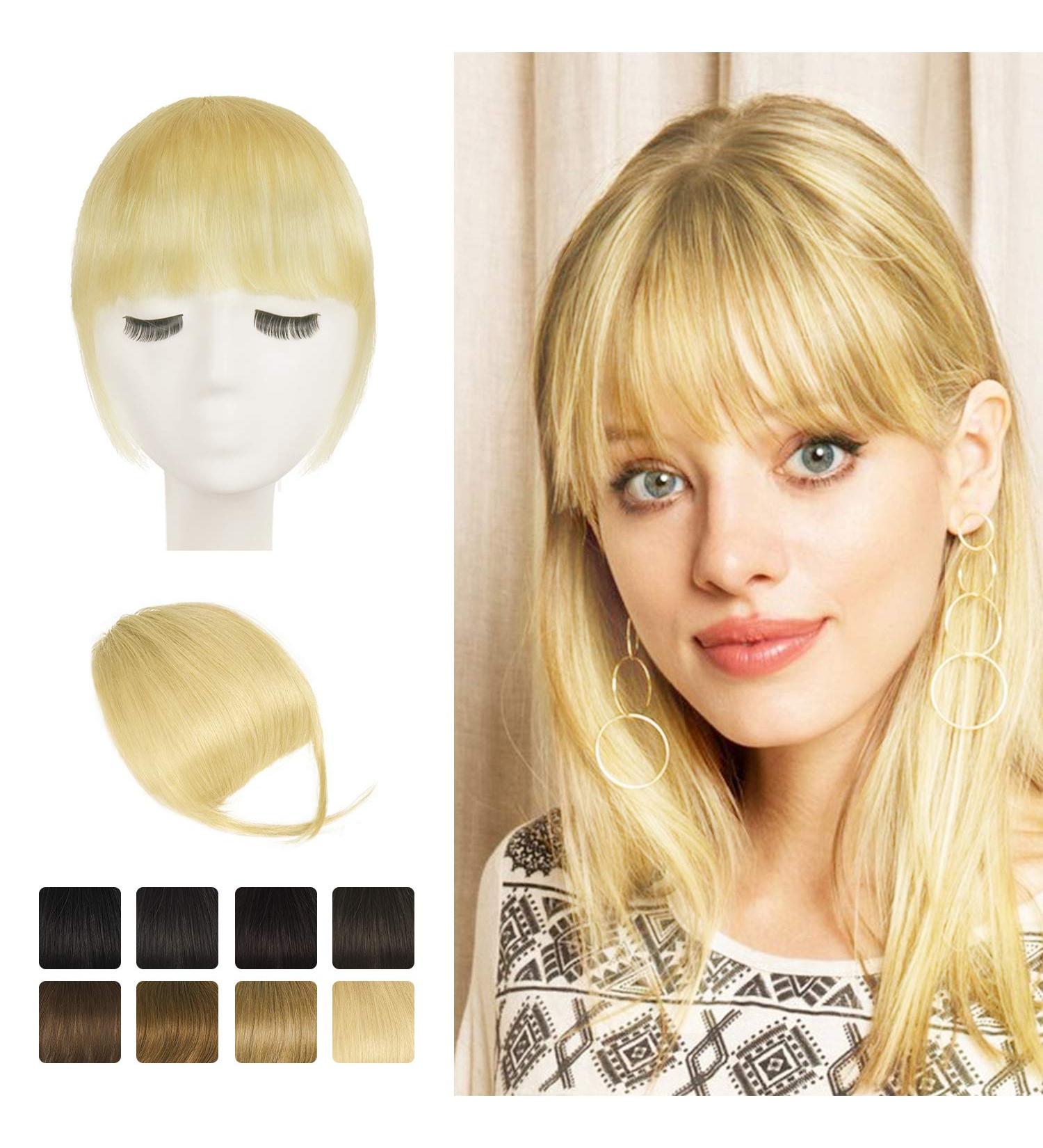 BARSDAR Clip in Fringe 613# Bleach Blonde - 100% Real Human Hair Bangs Extension for Women - Washable/Dyeable Neat Bangs - Pack of 1 - Buy Online on GoSupps.com