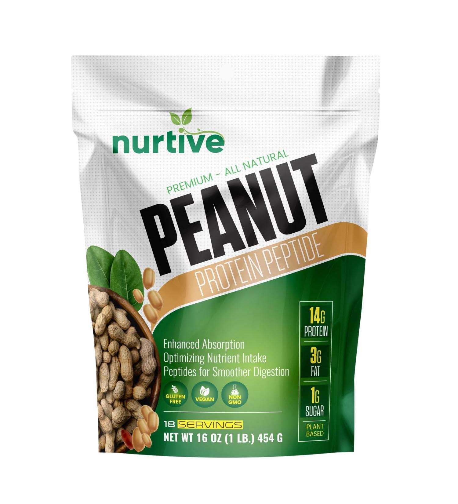 Peanut Protein Peptide Powder - Plant-Based Nutritional Source for Athletes - 18 Servings (454g) - Enhanced Solubility & Fiber Rich - Buy Online on GoSupps.com