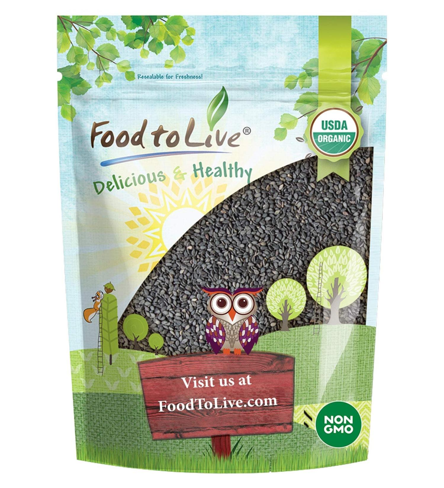 Organic Raw Black Sesame Seeds 2 lbs - Non-GMO, Unhulled, Kosher, Vegan - High in Calcium, Iron & Fiber - Ideal for Tahini Paste - Bulk Pack - Buy Online on GoSupps.com