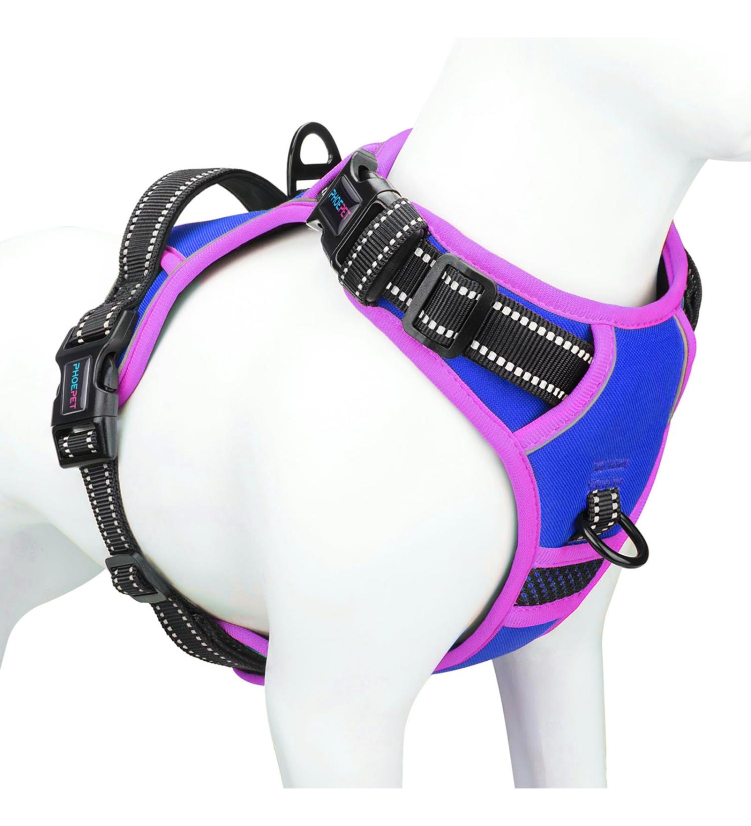 Phoepet Improved Reflective Dog Harness - Adjustable Vest with Training Handle 2 Metal Hooks & 3 Snap Buckles - Size L in K nigsblau - Buy Online on GoSupps.com