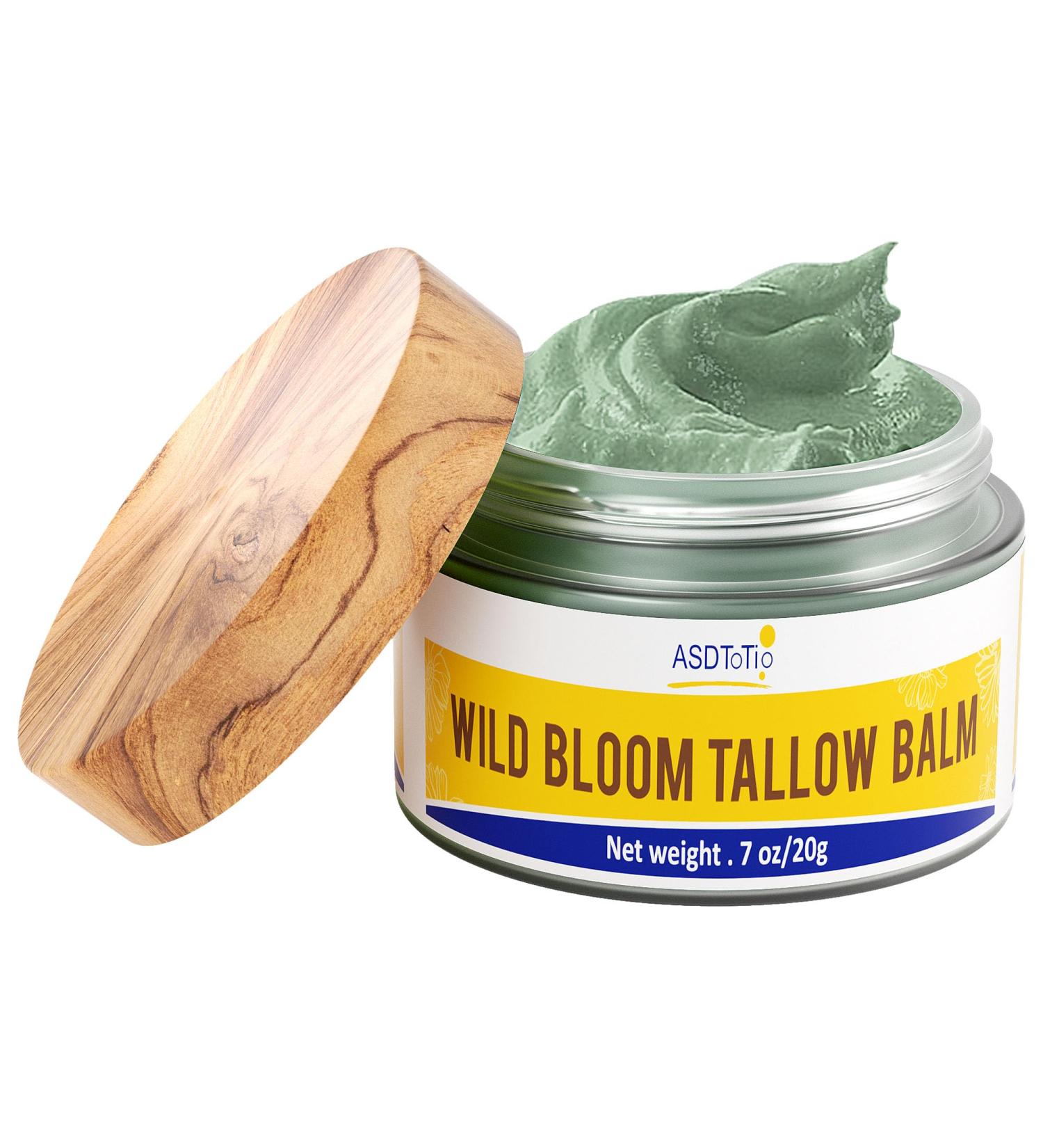 Handmade Wild Bloom Tallow Face Balm with Blue Tansy - Hydrate Nourish and Protect Skin for Soft Smooth Skin- 0.7 oz - Buy Online on GoSupps.com