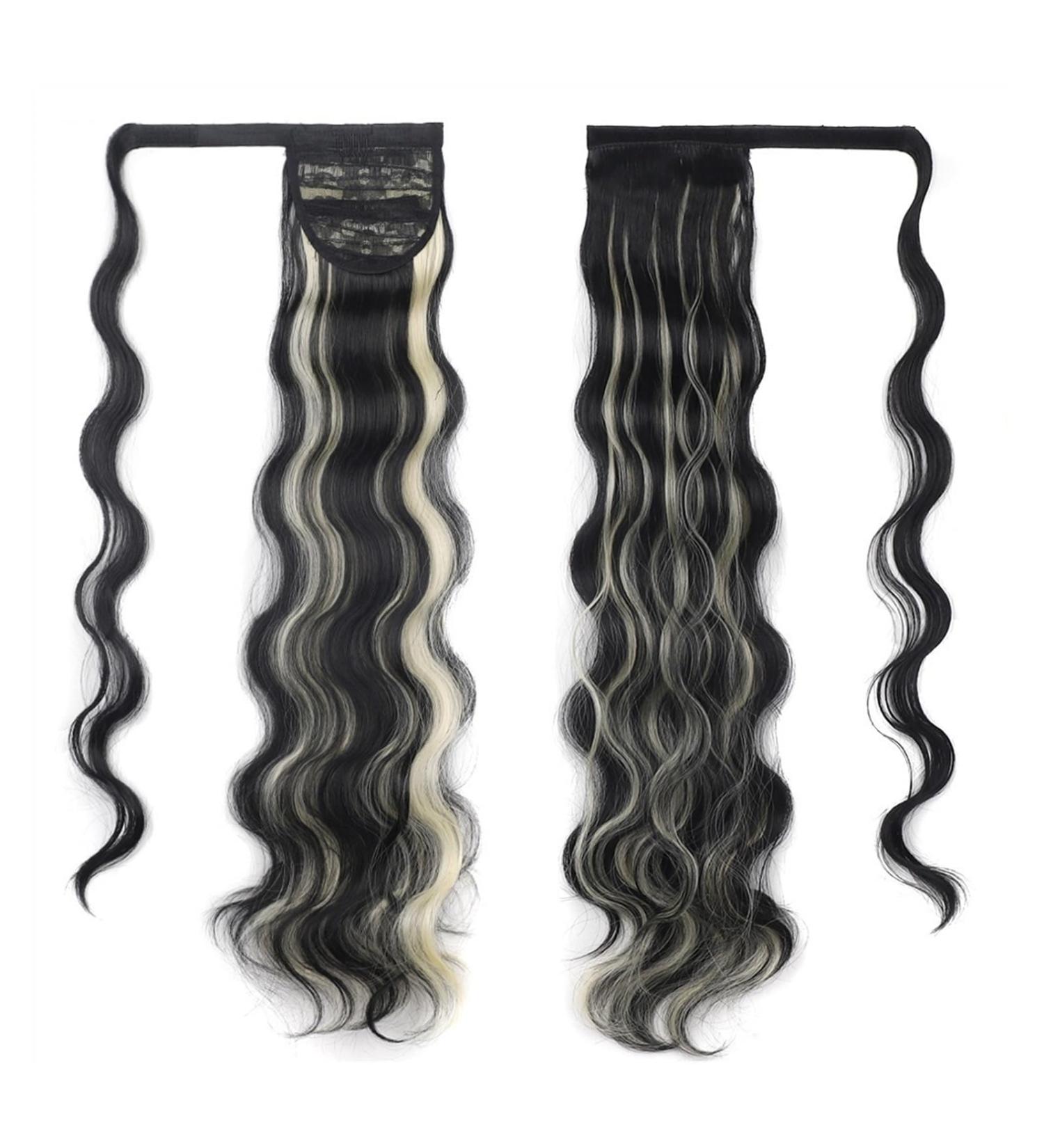 Ponytail Extensions Body Wave Ponytail Hair Extension Clip in Long Wavy Curly Ponytail Extension 24 Inch Wrap Around Synthetic Fake Hair Ponytail Hairpiece for Women for Women(Color:1BH613) 24inch 1BH613 - Buy Online on GoSupps.com