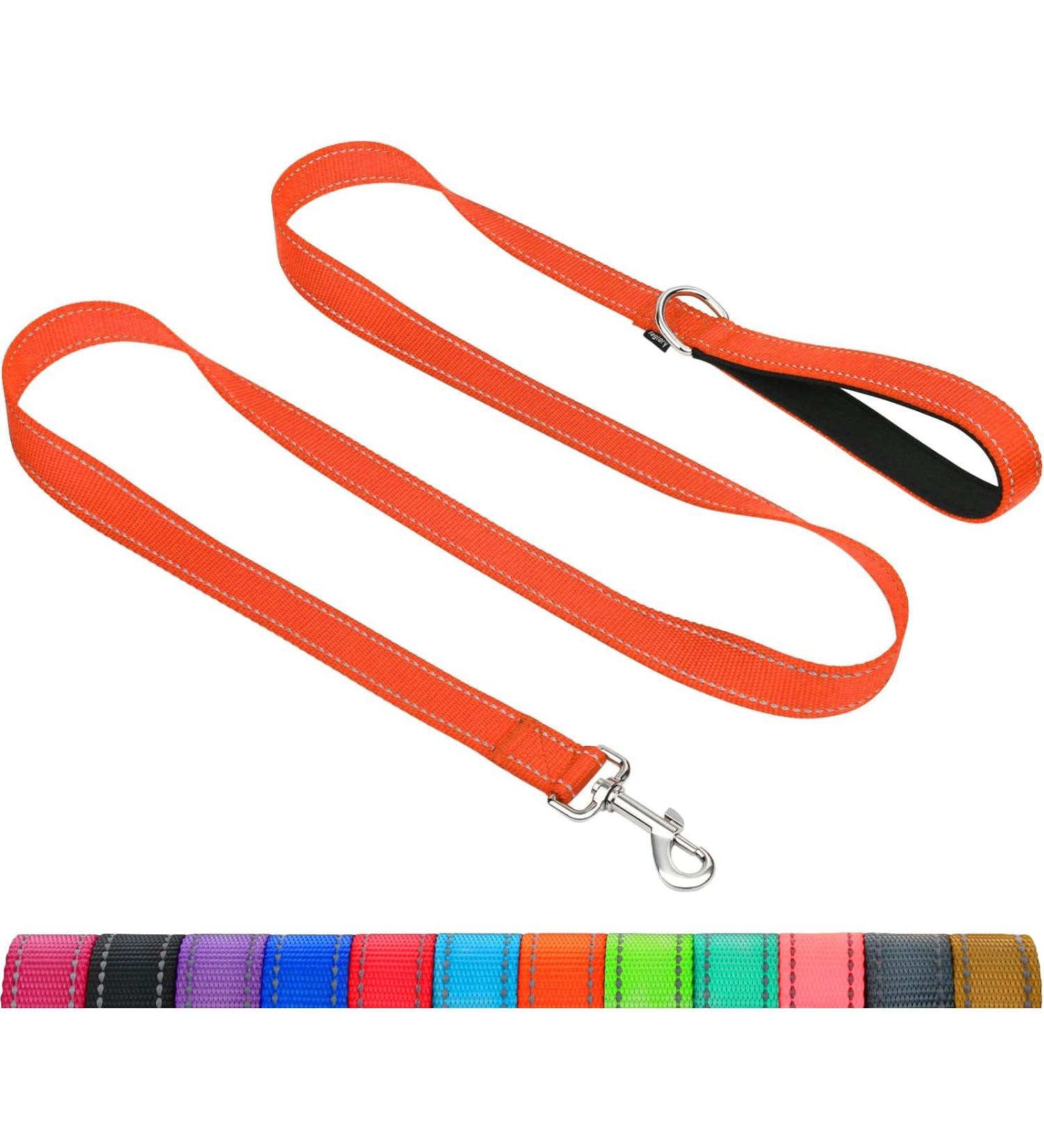 Taglory Reflective Dog Leash for Medium to Large Dogs | Padded Handle & Double-Sided | Supports 10-75 kg | 1.2m x 2.5cm | Durable Orange Design - Buy Online on GoSupps.com