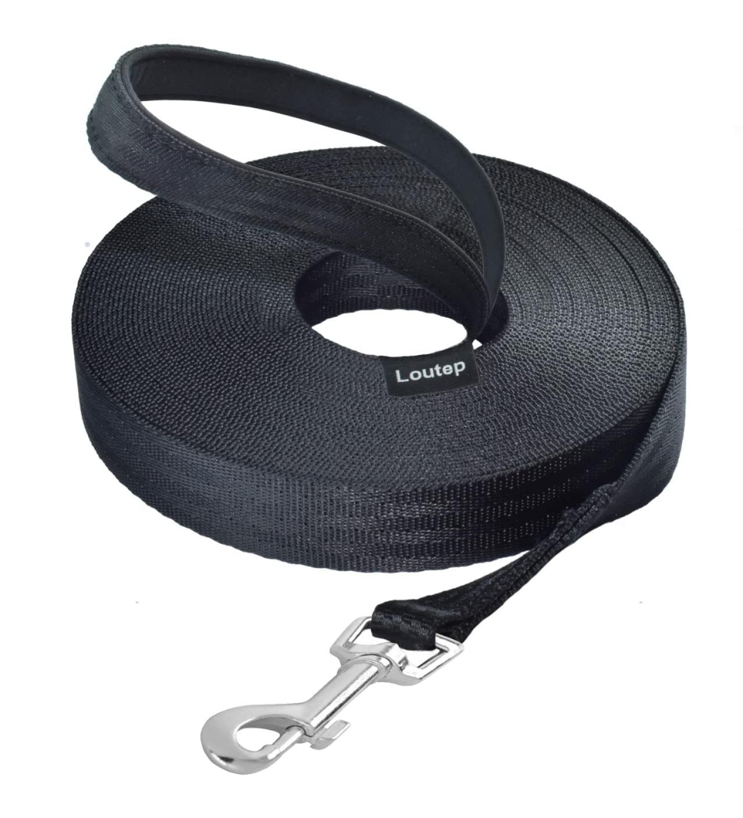 Loutep 10m Training Lead for Dogs - Strong Nylon Rope Long Line Leash with Padded Handle - Ideal for Recall, Walking, and Obedience Training - Buy Online on GoSupps.com