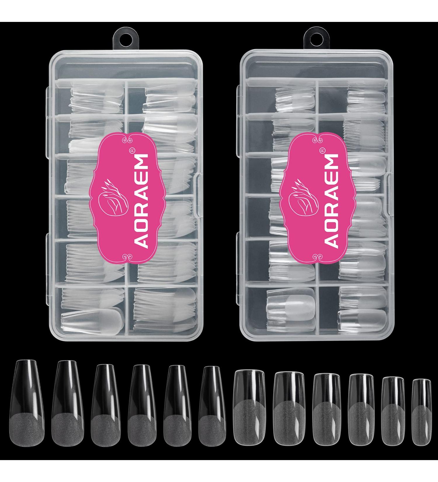 AORAEM 240pcs Acrylic False Nail Tips - Square & Coffin Shapes for DIY Nail Salon - Buy Online on GoSupps.com