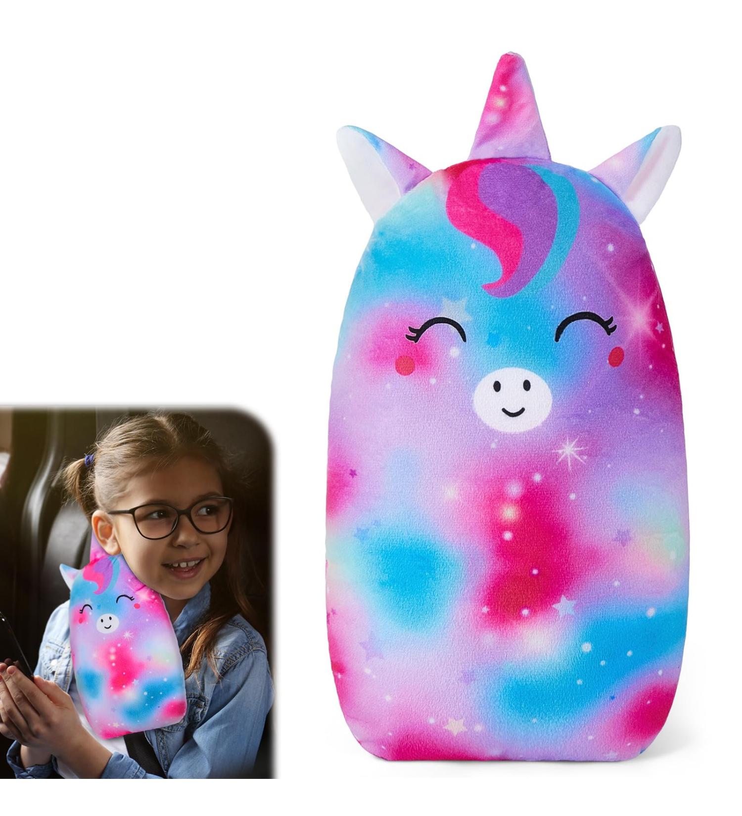 Beinou Unicorn Car Seat Belt Pillow - Hot Pink Seatbelt Strap Cover for Kids with Soft Head and Shoulder Support Cushion - Buy Online on GoSupps.com