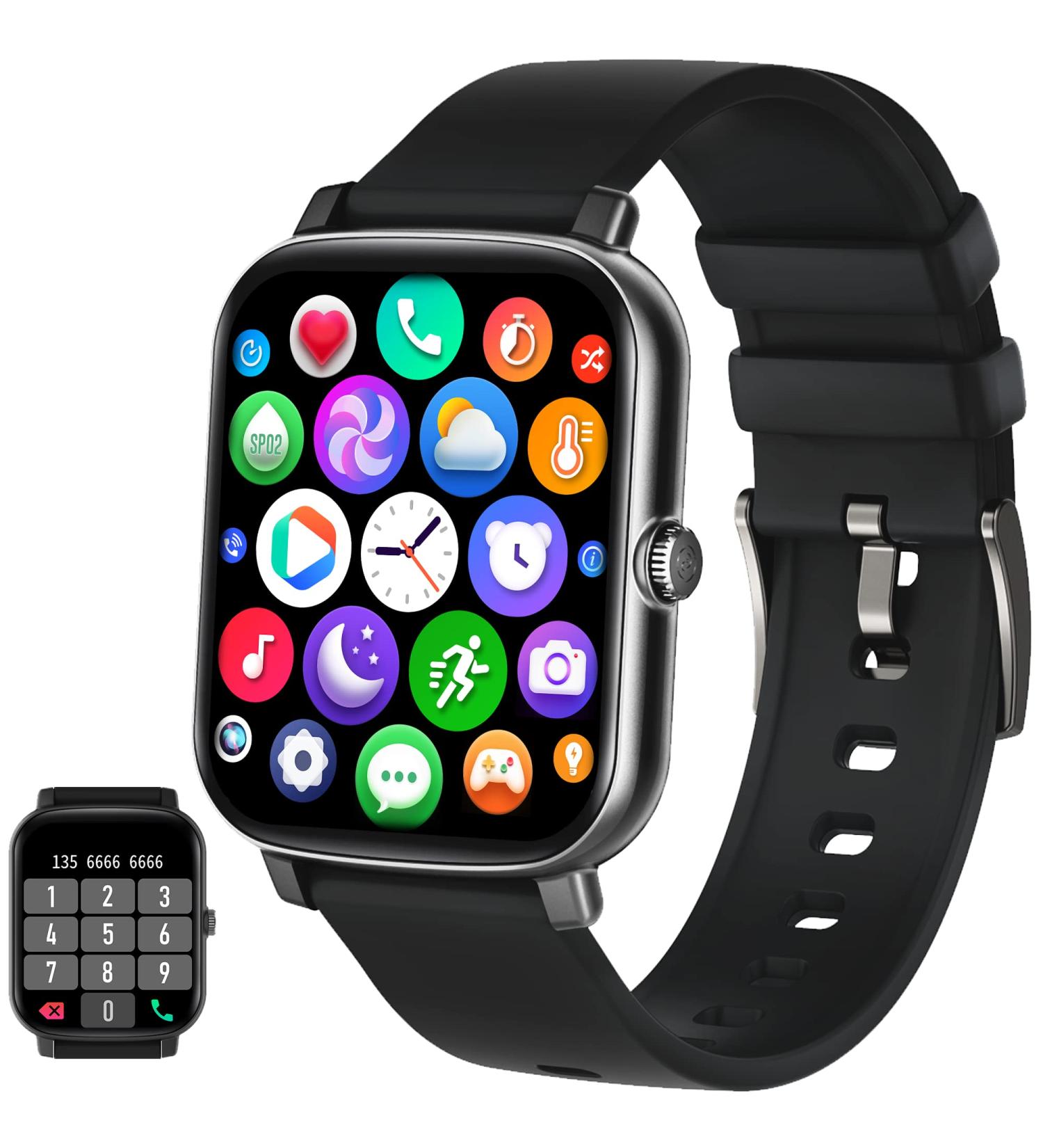 1.7'' Phone Smart Watch with AI Control for Answering Calls - Android & iPhone Compatible Fitness Watch with Heart Rate/Sleep Monitor - Full Touch Smartwatch for Men and Women - Black - Buy Online on GoSupps.com