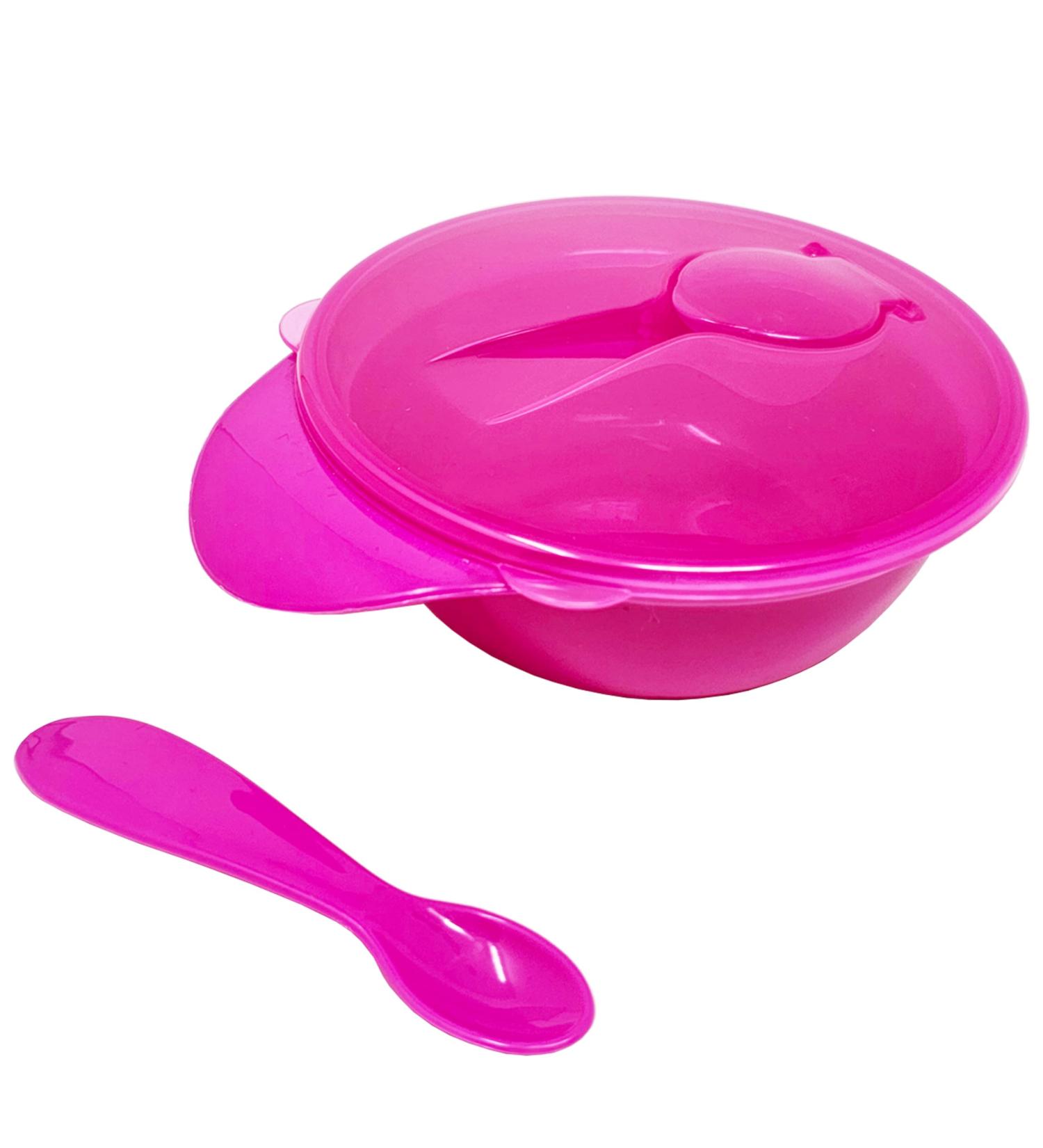 BaBy Laughs Bunny Blush Travel Spoon and Bowl Set Baby Bowls for Weaning BPA-Free Compact Design Includes Spoon Ideal for On-The-Go Feeding Easy to Clean Red Medium