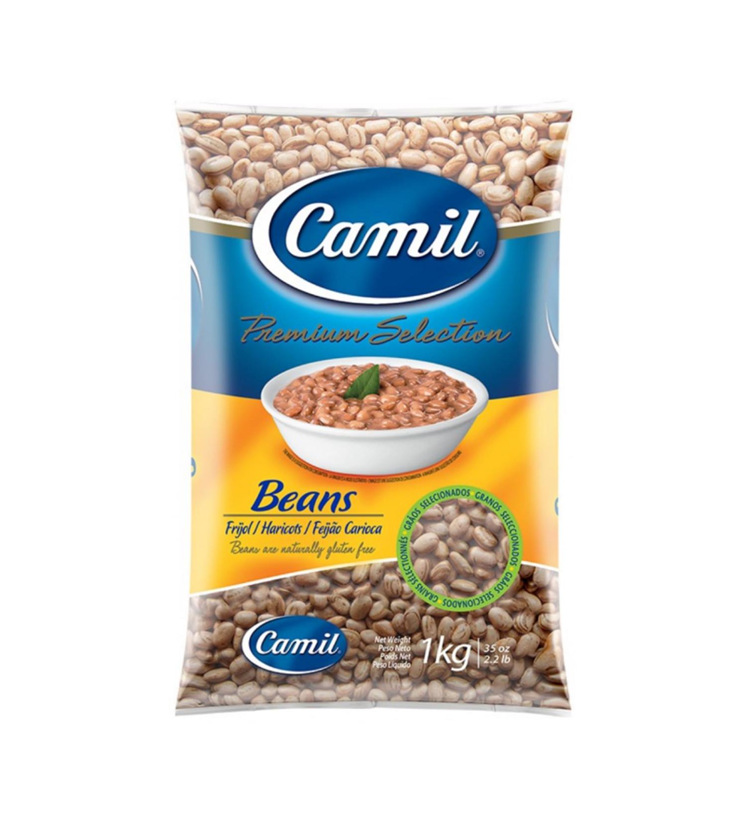 Camil Brazilian Pinto Beans 1Kg | Premium Selection | Frijol Haricots Feijao Carioca | GMO Free | Naturally Gluten Free | Vegan | High Fibre & Protein - Buy Online on GoSupps.com