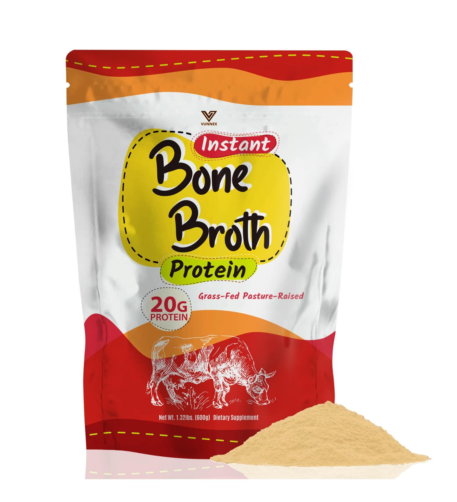 Buy 1.32lb Bone Broth Protein Powder - 20g Grass-Fed Beef Non-GMO Keto Friendly Gluten Free Hydrolyzed Collagen for Soups | International Shipping - Buy Online on GoSupps.com