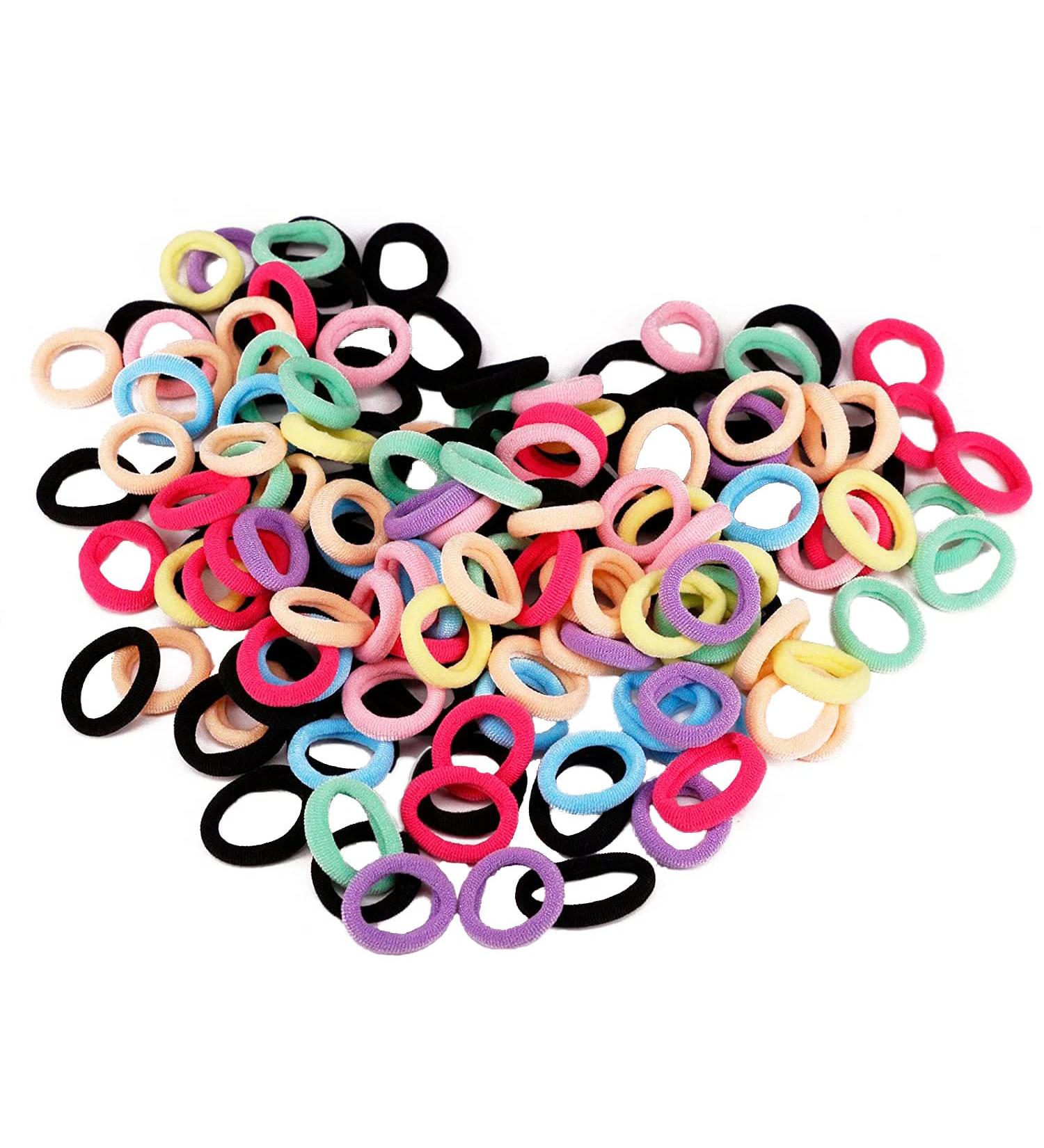 BEAUTOPE 400 Pcs Baby Hair Ties: Soft Seamless Cotton Toddler Hair Bands for Girls - Multicolor and Black Kids Elastic Ponytail Holder (0.85-inch) - Buy Online on GoSupps.com