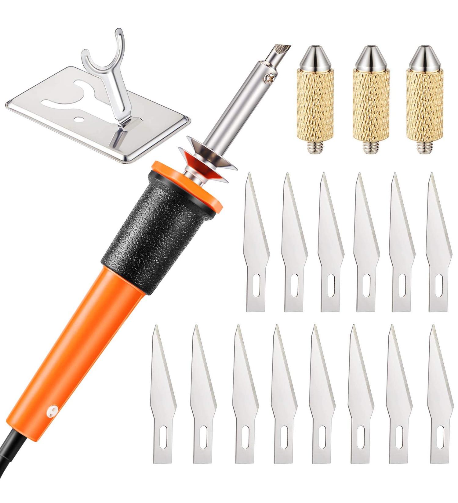19 Pieces Electric Hot Knife Cutter Tool  Multipurpose Hot Knife Stencil Cutter with Metal Stand  14 Pieces Blades  3 Pieces Chuck Sleeves for Cutting Carving Soft Thin Foam Making Stencils - Buy Online on GoSupps.com