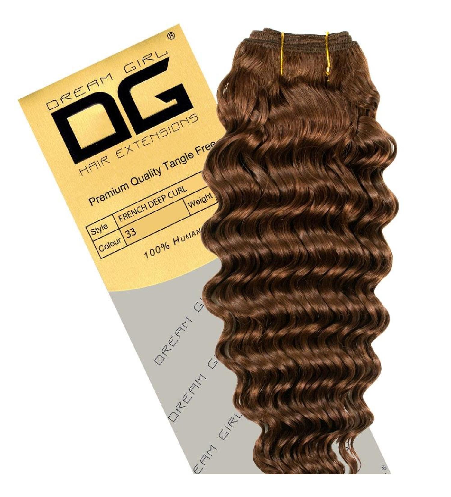 Dreamgirl 14 inch Colour 33 French Deep Curl Hair Extensions 33 - strong copper red