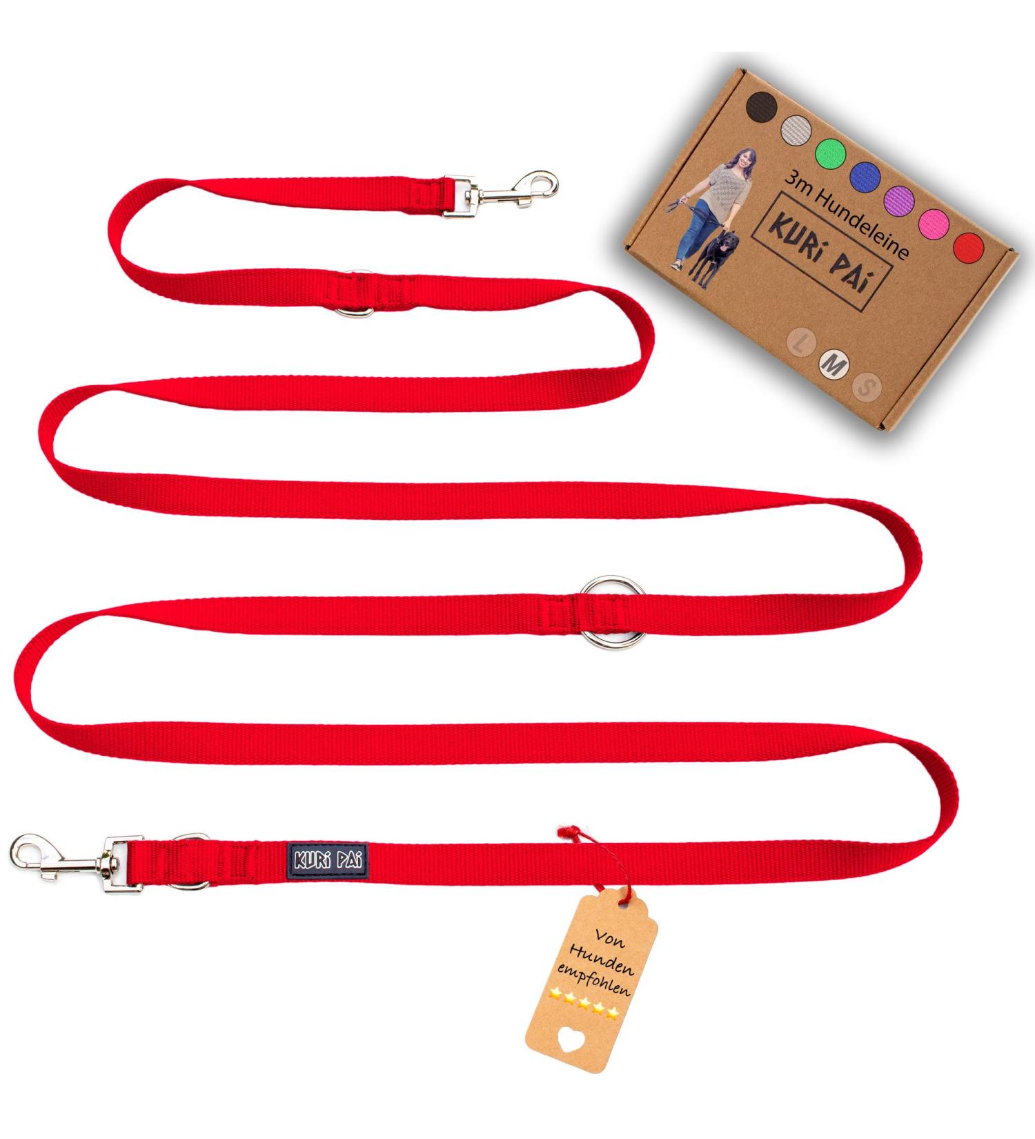 Buy Kuri Pai 3m Dog Leash for Medium Dogs - Comfortable & Sustainable Bamboo - Red M (280cm x 2.0cm) - Perfect for Daily Walks - Buy Online on GoSupps.com