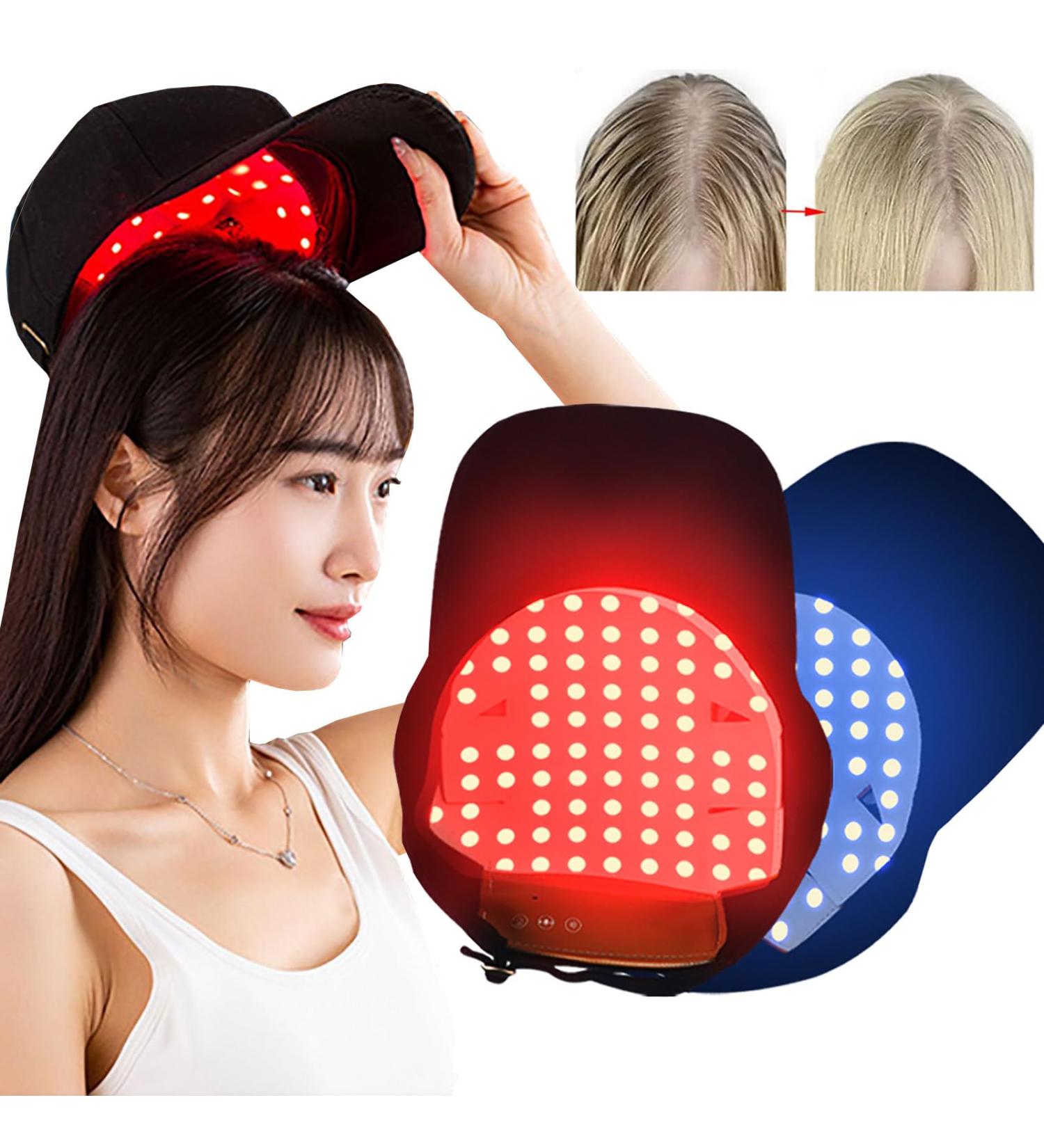 Chapeau De Croissance des Cheveux 70 Perles De Lampe LED 630 Nm 650 Nm 470 Nm Chapeau De Croissance des Cheveux avec Lumi Re Rouge Et Bleue Renforce Les Racines des Cheveux - Buy Online on GoSupps.com