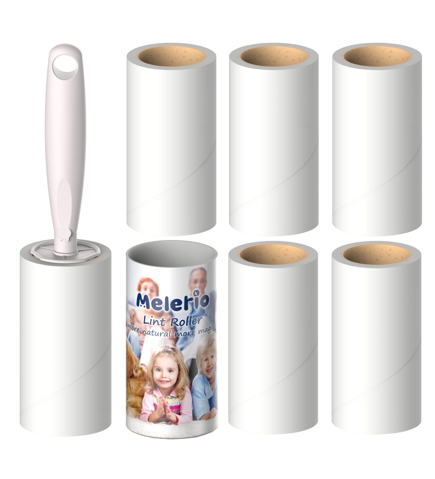 Melerio 420 Leaves Extra Sticky Lint Roller - 5 Replacement Rollers & Dust Cover for Clothes Furniture & Carpets - Perfect for Pet Hair & Lint Removal - Buy Online on GoSupps.com