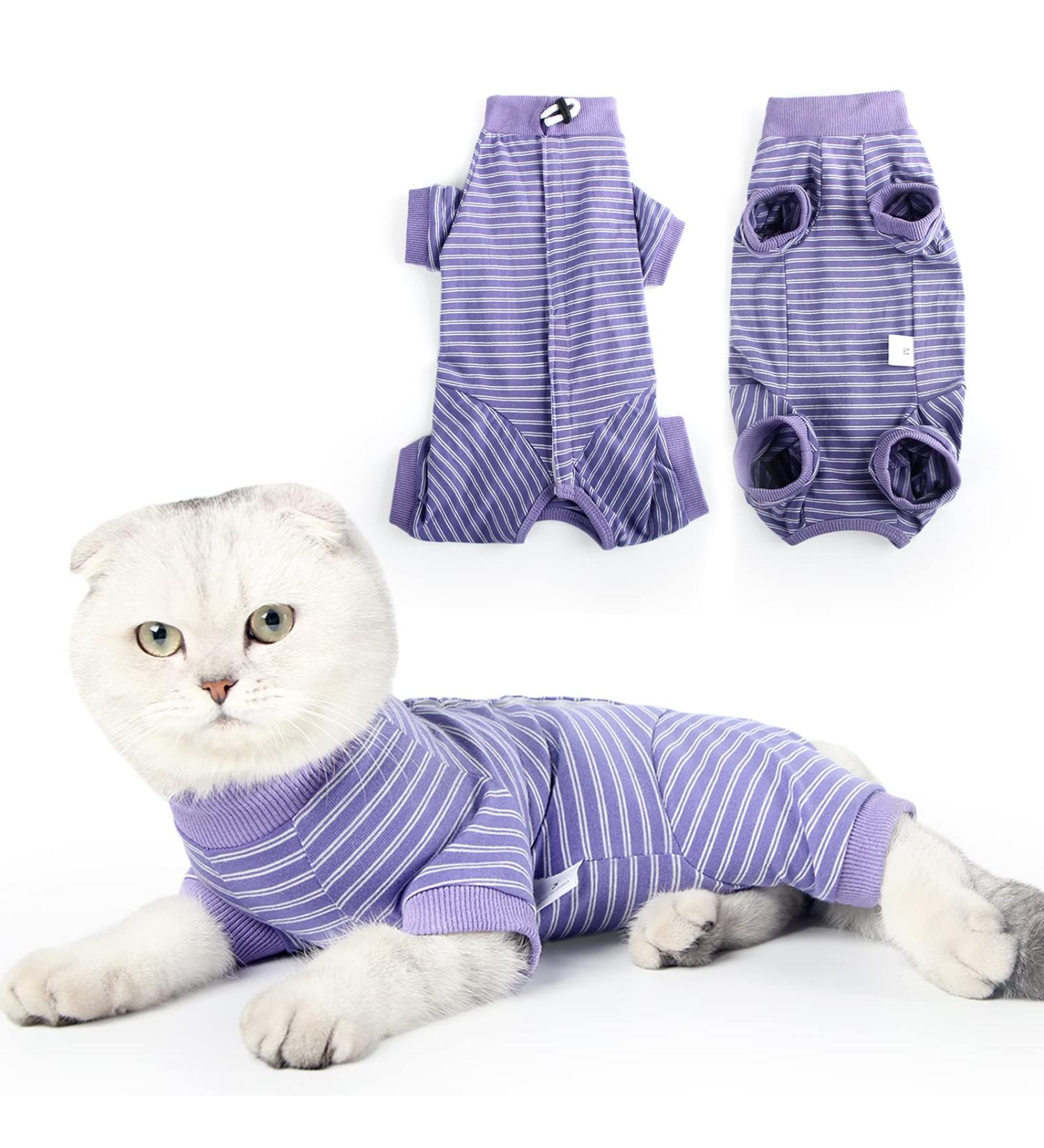Heywean Katzenbody for Post-Op Cats | Striped Long-Sleeve Cat Clothing | International Shipping Available - Buy Online on GoSupps.com