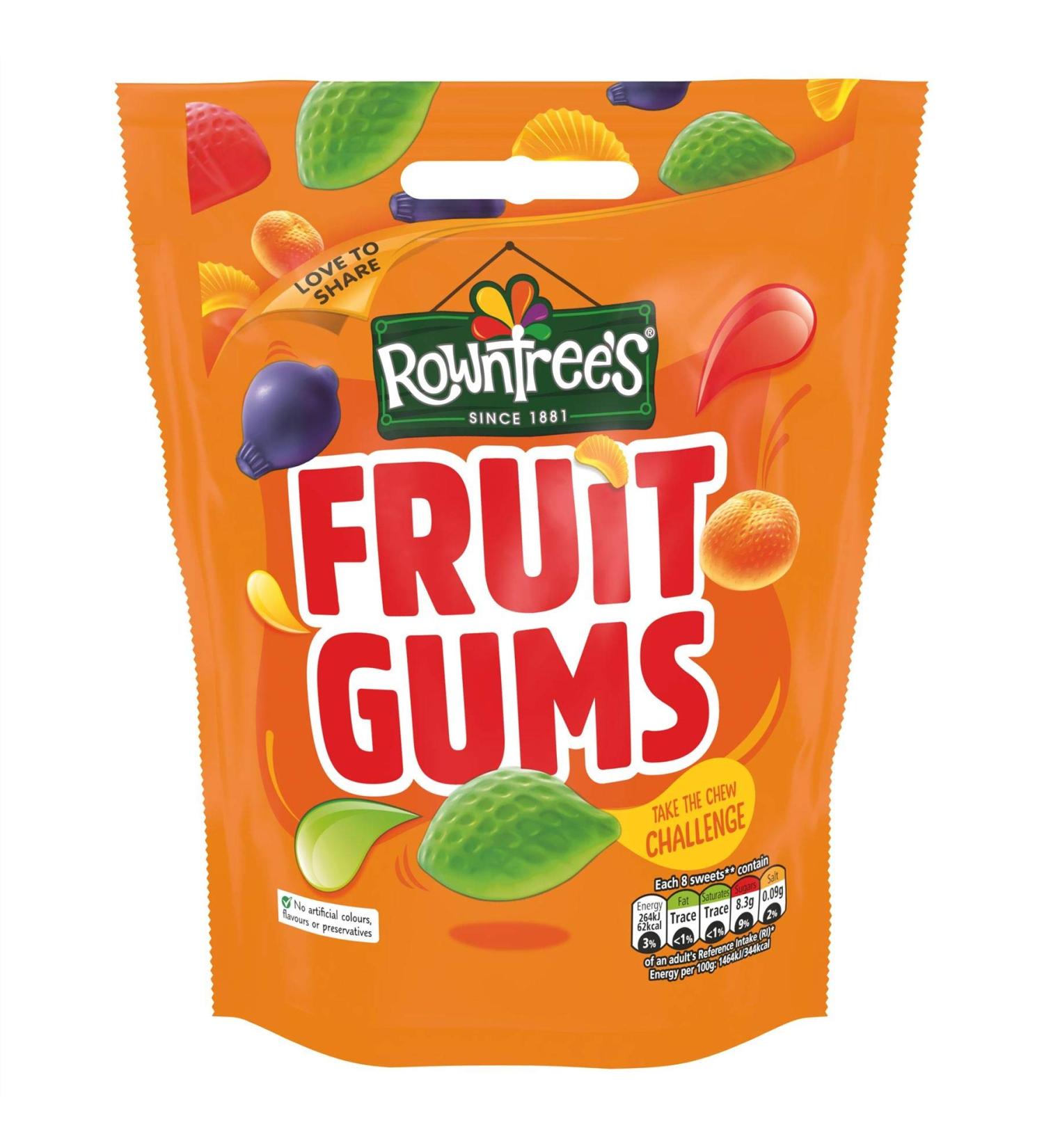 Pochette Rowntree Gomme aux Fruits - 120 g - Lot de 8