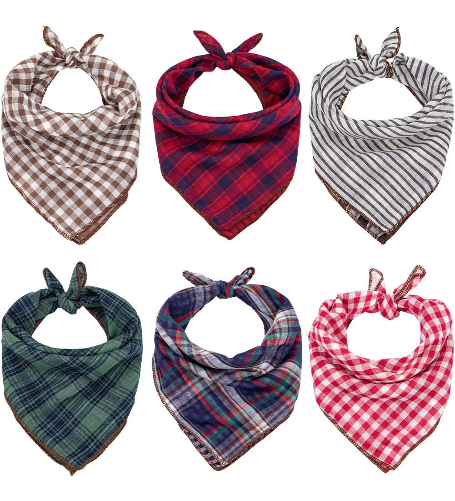 Remifa Dog Bandana 6PCS - Birthday Gift Washable Plaid Printing Bib Double Reversible Scarf Adjustable Accessories for Dogs and Cats - Buy Online on GoSupps.com