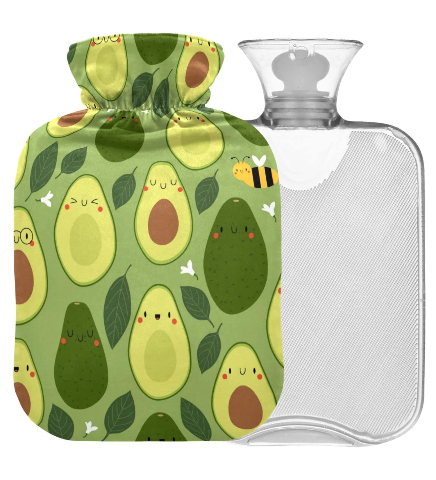 Naanle Avocado Bee Hot Water Bottle | 1L Transparent Heat Bottle for Bed | Hand & Foot Pain Relief | Heat & Cold Therapy Solution - Buy Online on GoSupps.com