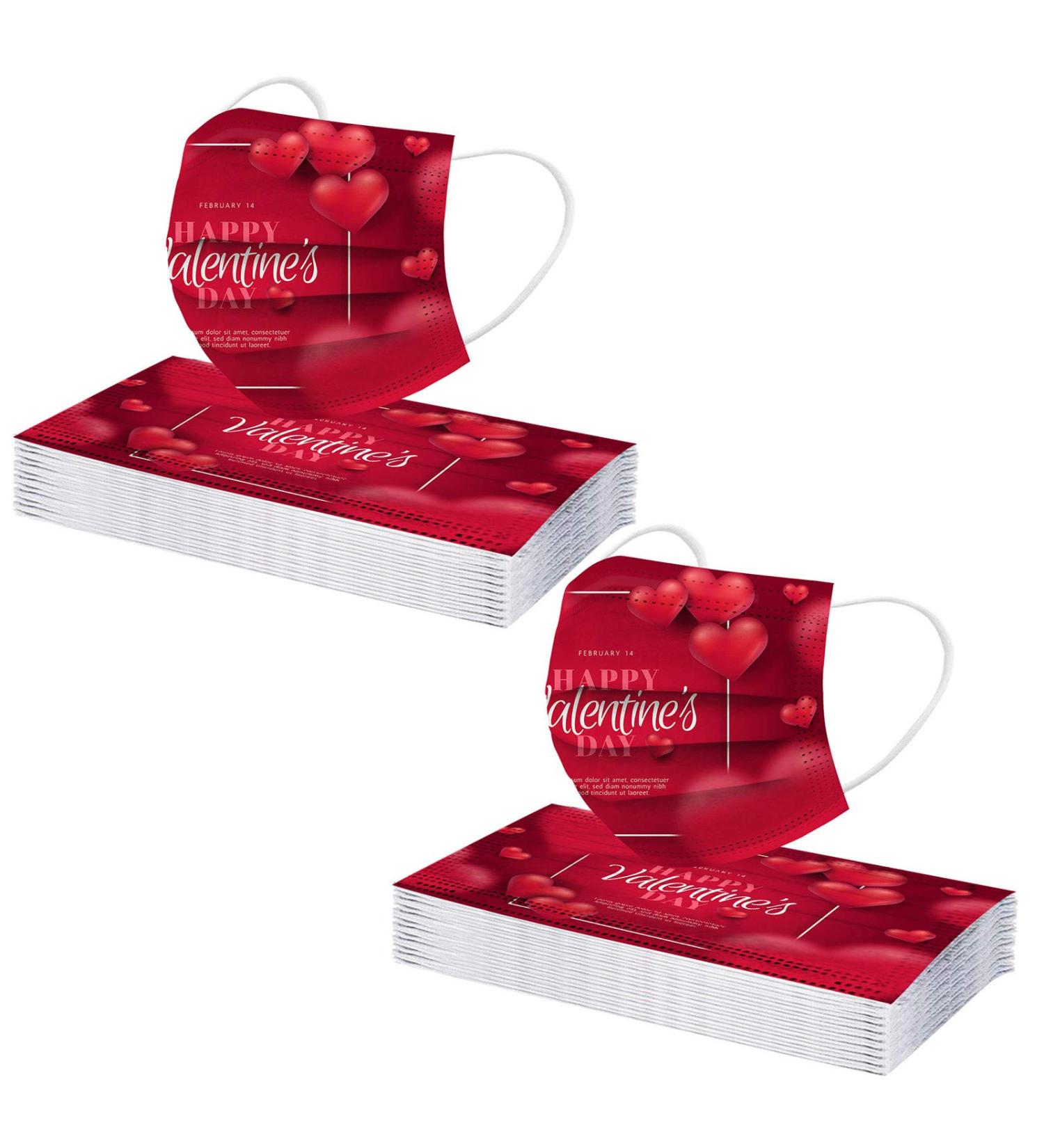 20PCS Adult Valentine's Day Theme Disposable Face Masks Dustproof Windproof Face Bandanas_Covering_MASK for Women and Men Fashion Multicolor Love Heart Print Three-Layer Face Scarf - Buy Online on GoSupps.com