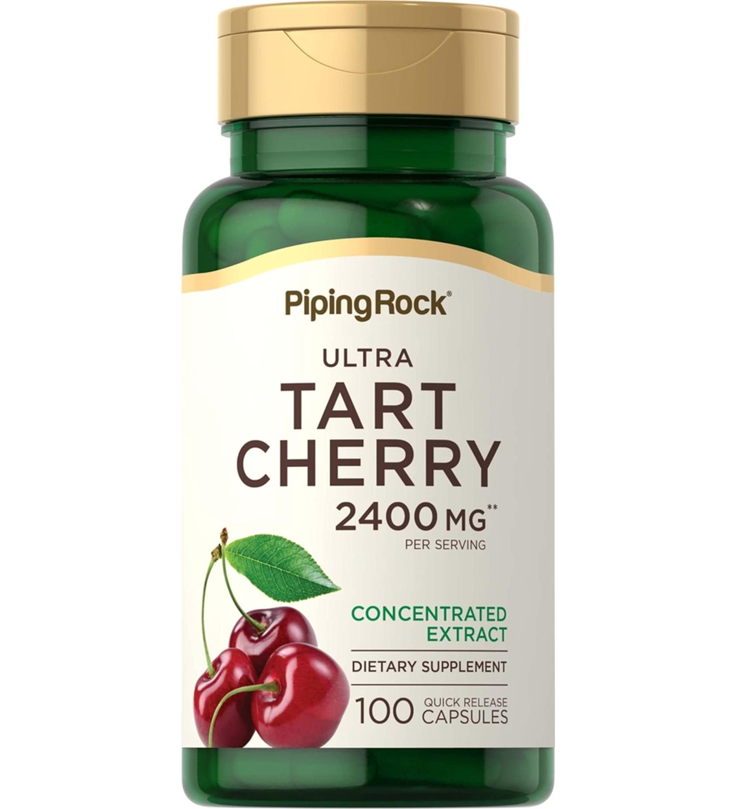 Piping Rock Tart Cherry Extract Capsules 2400mg | 100 Count | Non-GMO Gluten Free Supplement - Buy Online on GoSupps.com