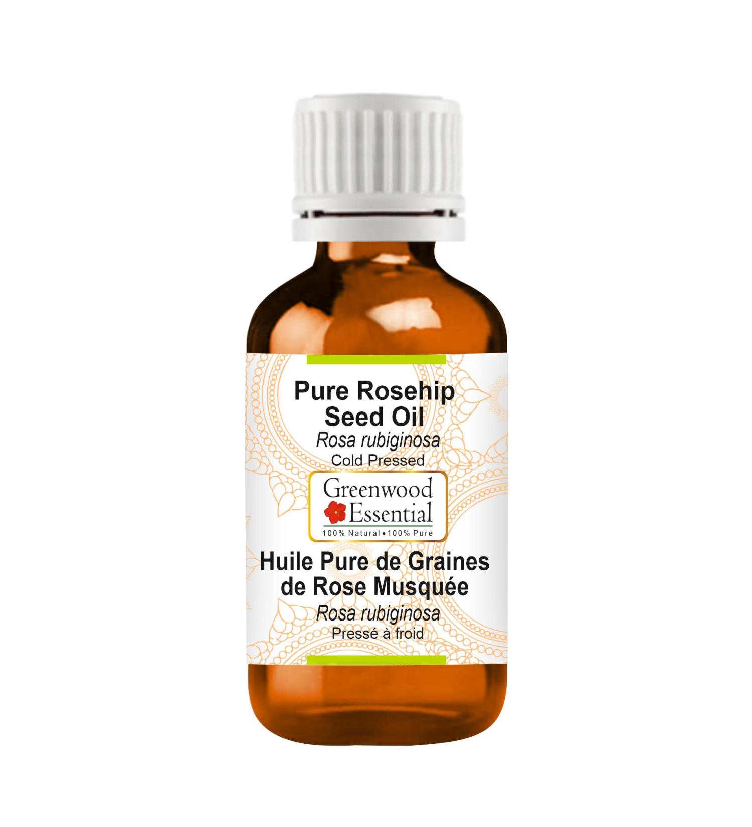 Greenwood Essential Natural Rose Hip Seed Oil - Therapeutic Quality Cold-Pressed 30ml | Pure Pink Rubyinosa for Skincare - Buy Online on GoSupps.com