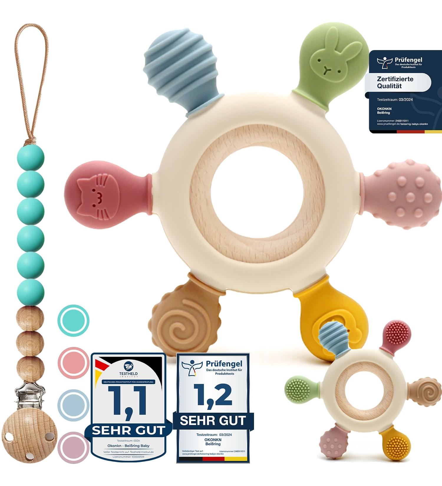 Okonkn Bei ring Baby 2024 | BPA-Free Silicone Dental Aid & Teething Toy | Baby Accessories for Boys & Girls (4+ Months) - Green - Buy Online on GoSupps.com