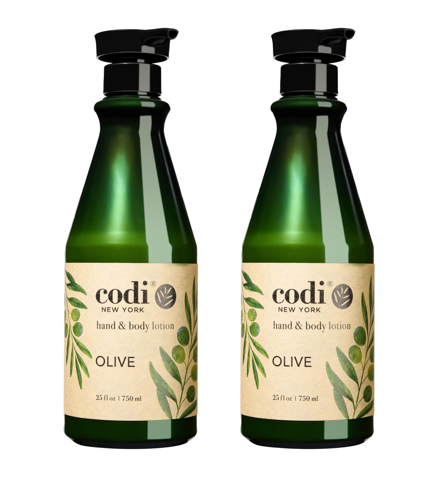 CodiNCodi Hand & Body Lotion Olive 750 ml (25 Fl Oz Pack of 2) Professional Size Moisturizer with Natural Extracts Hydrating Non-Greasy Formula for All Skin Types