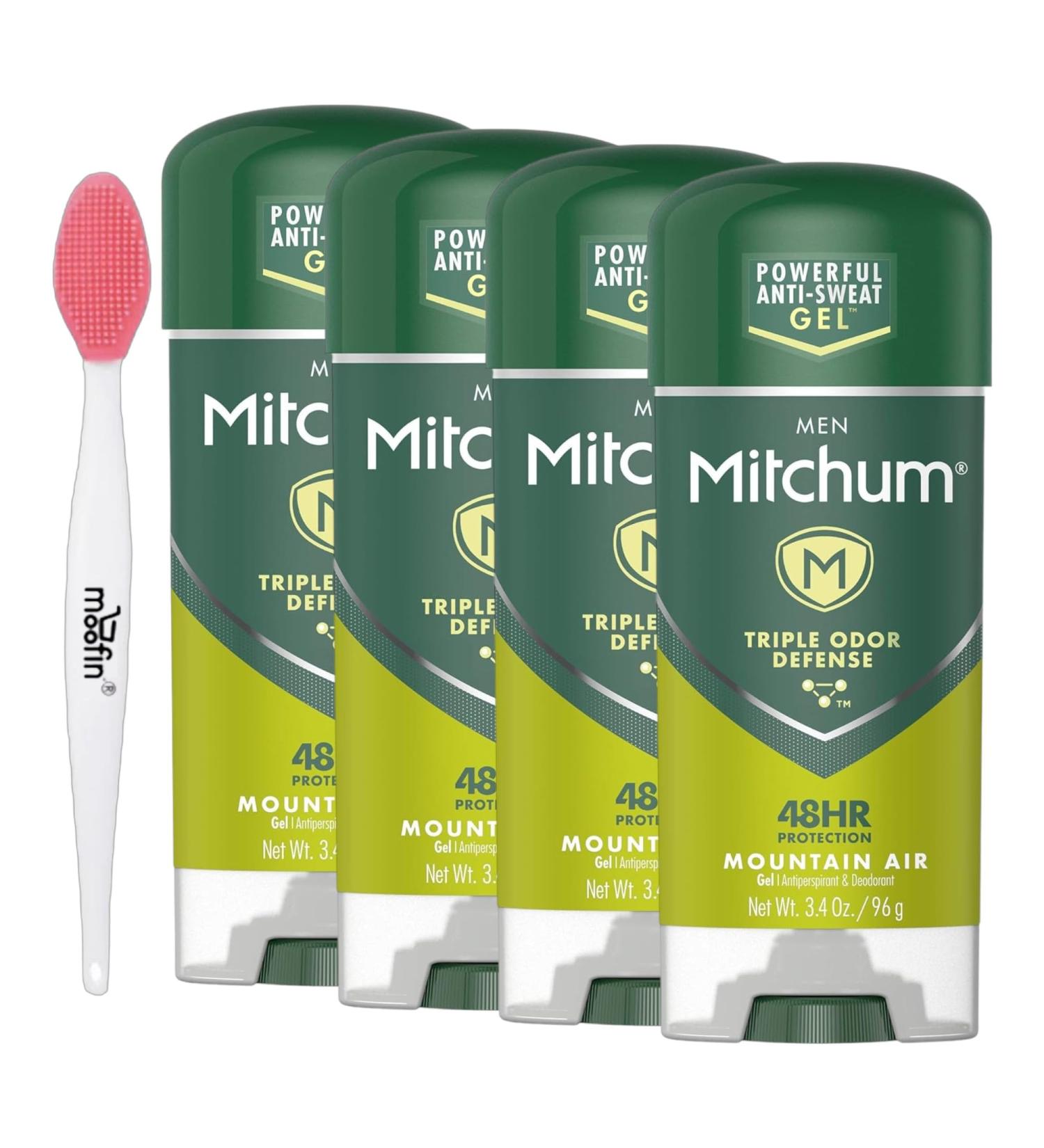 Men's Deodorant Antiperspirant Gel Stick - Mountain Air 48-Hour Odor Defense Alcohol-Free Quick-Dry Bundle with Moofin Nose Cleaning Brush (Pack of 4 - Buy Online on GoSupps.com