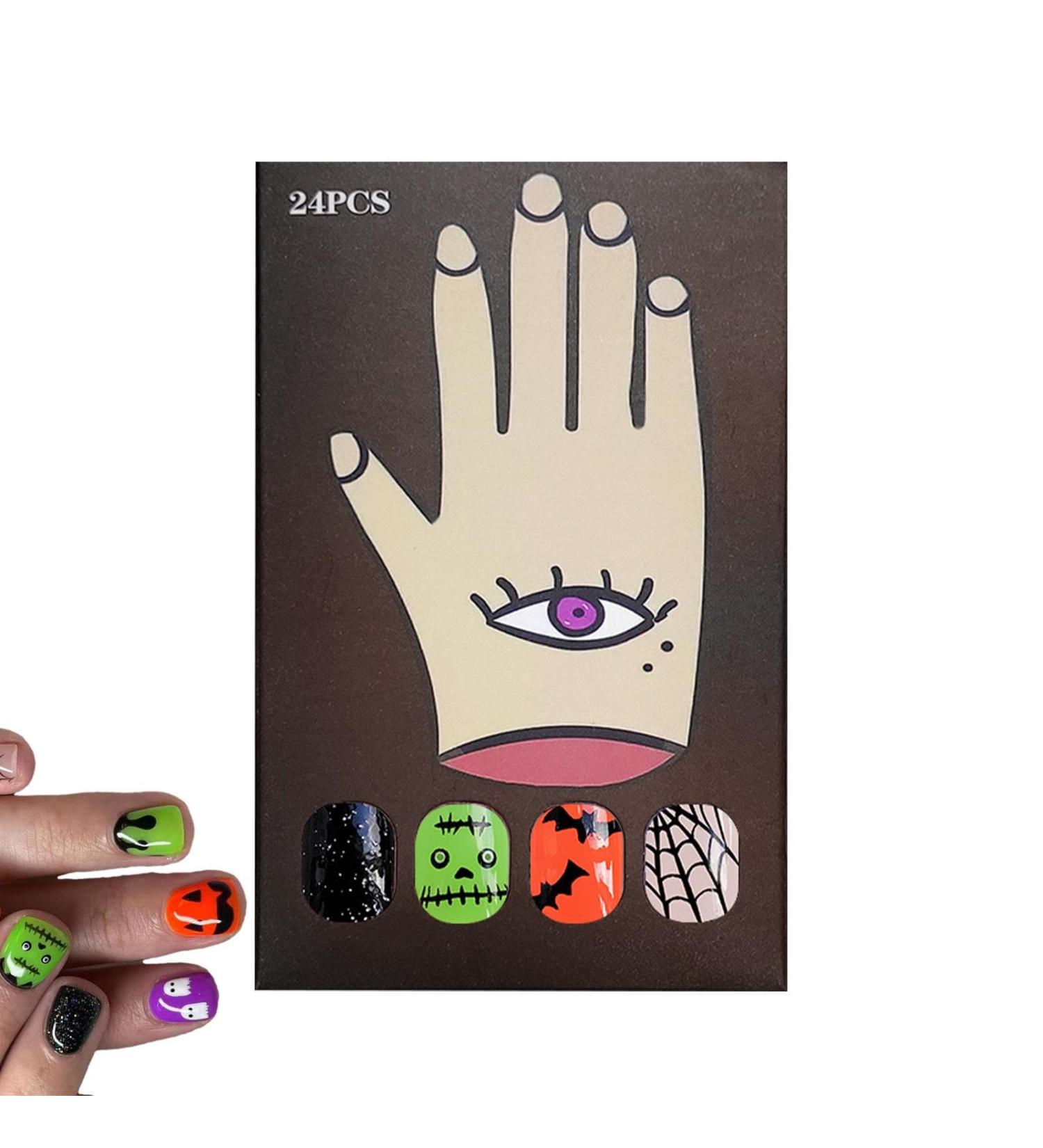Halloween Nails - Artificial Nails Full Stick On Nails False Nails Cute Ghosts Artificial Full Women's Halloween Ghost Press-Ons Fake Nails - Buy Online on GoSupps.com