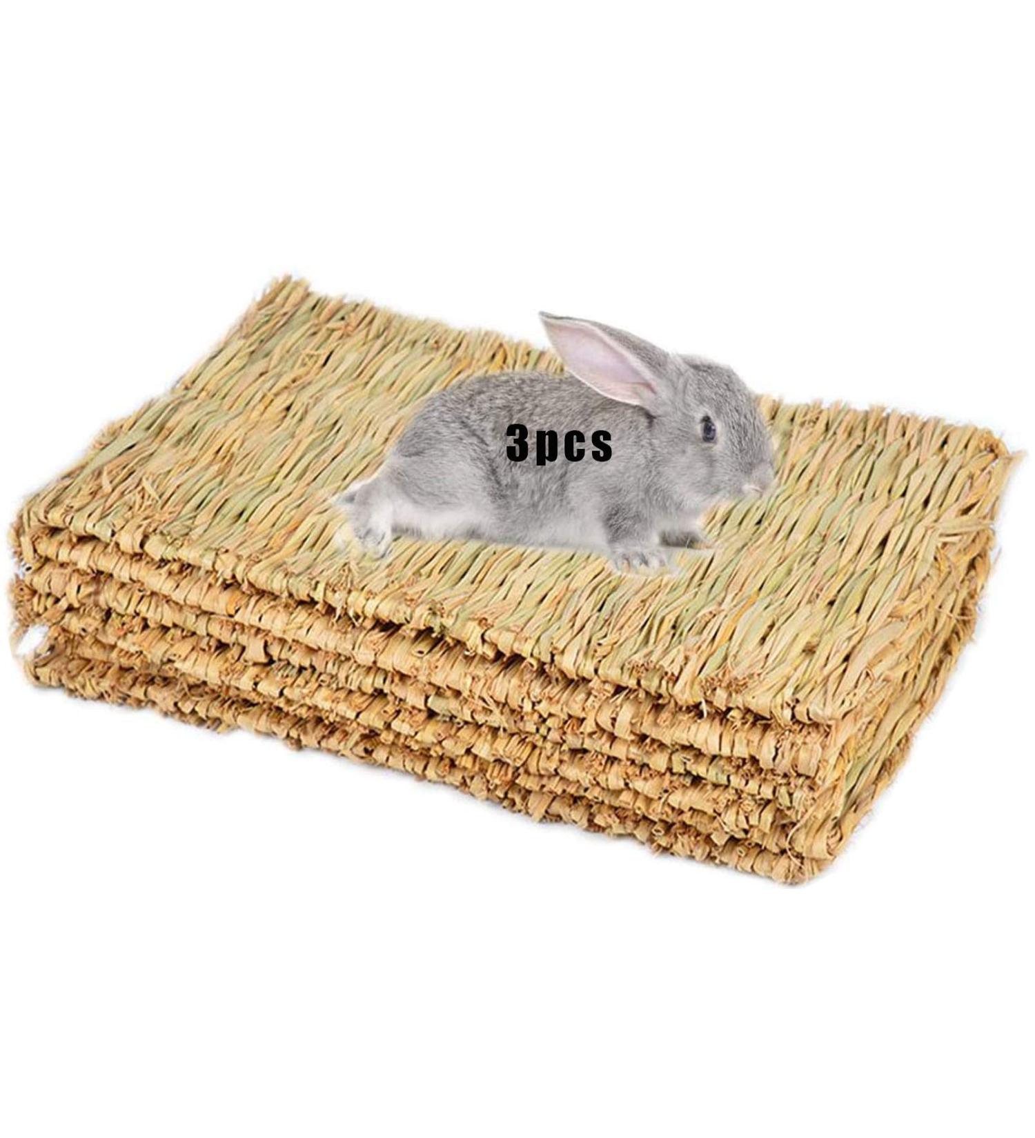 Grass Mat Woven Bed Mat for Small Animal Bunny Bedding Nest Chew Toy Bed Play Toy for Guinea Pig Parrot Rabbit Bunny Hamster Rat(Pack of 3) (3 Grass mats) Basic - Buy Online on GoSupps.com