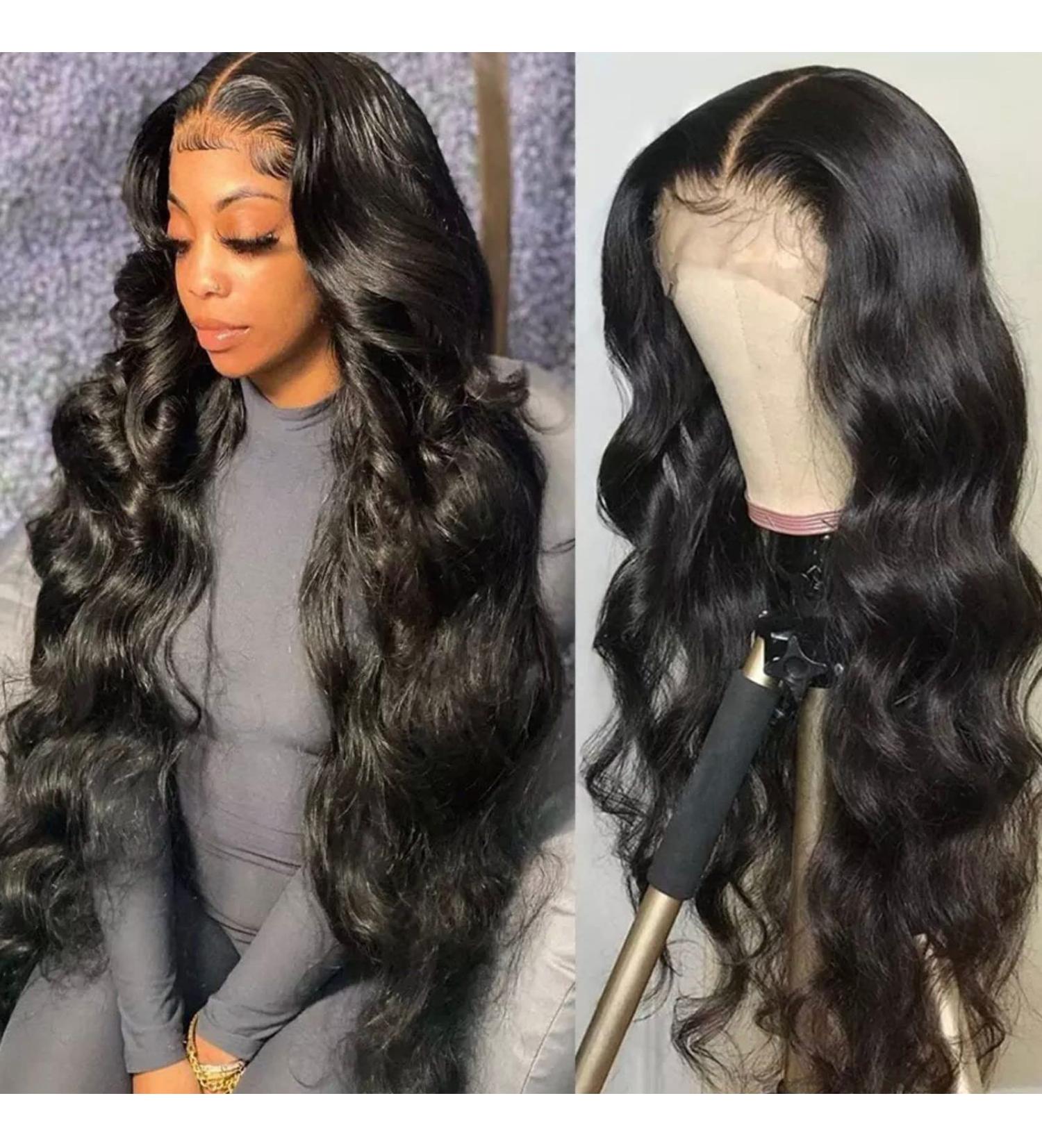 24 Inch Body Wave Lace Front Wig for Black Women - Brazilian Human Hair, Pre-Plucked, Glueless with Baby Hair, Natural Color - Buy Online on GoSupps.com
