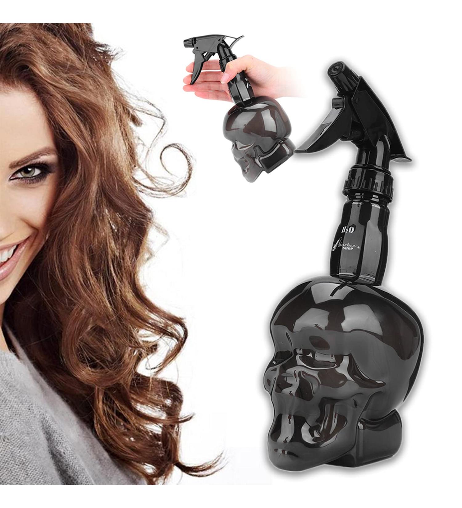 Spray Bottle Bottle Water for Barber Skull Shape 250ml Vintage Hairdressing Spray Mist Empty Water Bottle Sprayer Salon Barber Tools for Hair Styling Plants Pets Home Clean (Black) - Buy Online on GoSupps.com