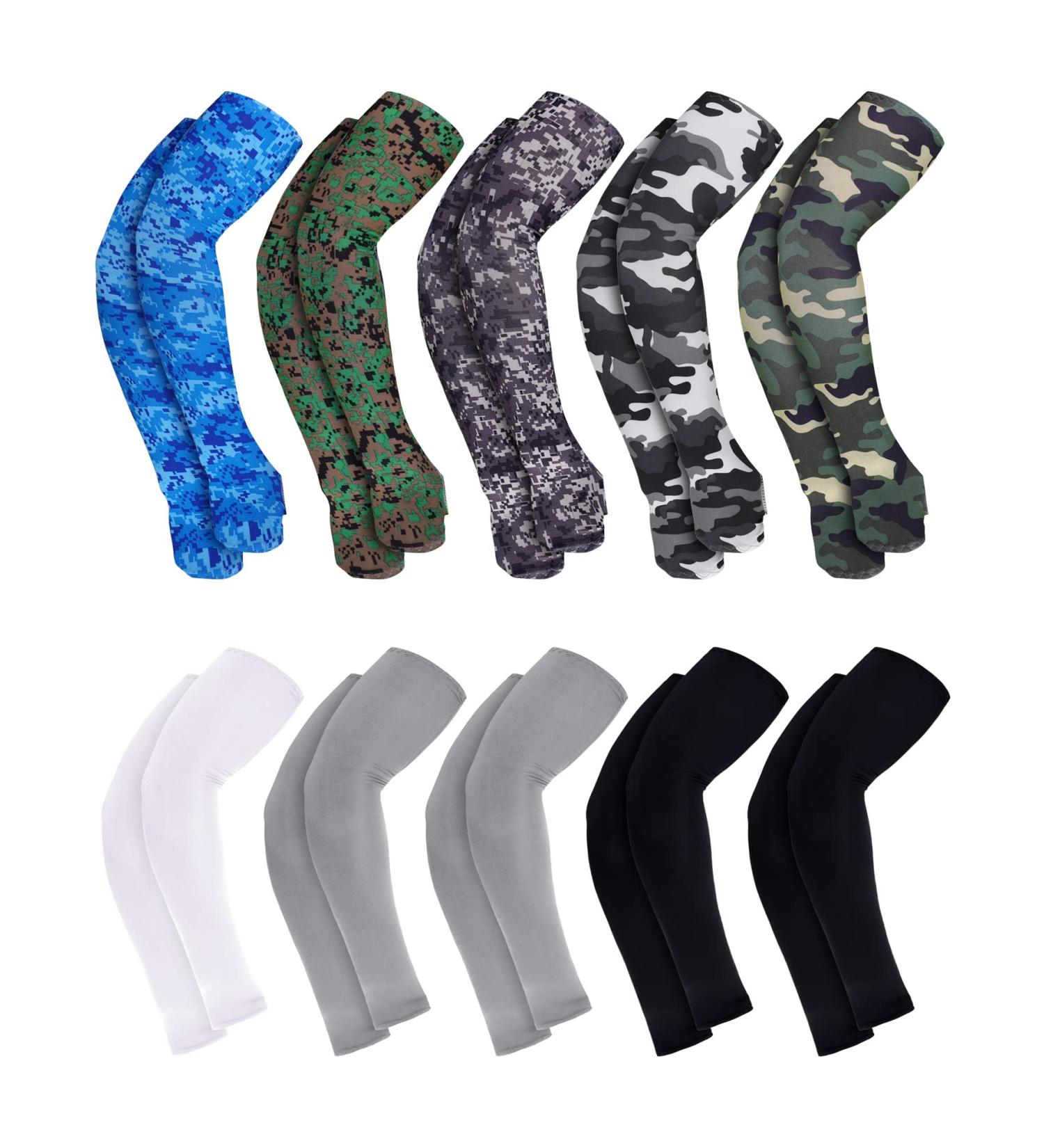 Boao 10 Pairs Men s Cooling Arm Sleeves - Fingerless Sun Protection Gloves in Black Gray White & Camouflage - International Shipping Available - Buy Online on GoSupps.com