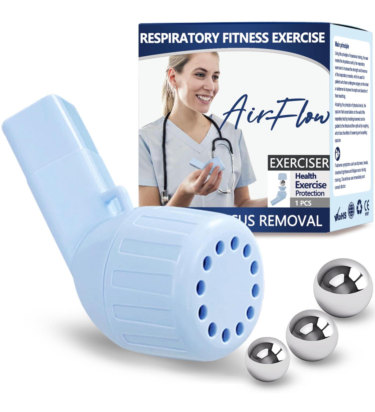 Mucus Clearance & Lung Expansion Device - Flutter Valve for Lung Strengthening & Breathing Exercises (Light Blue - Buy Online on GoSupps.com