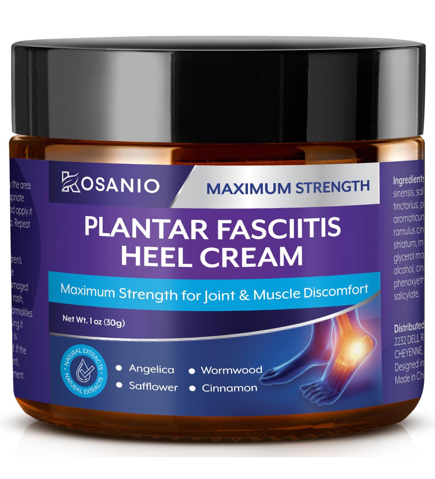 Plantar Fasciitis Relief Cream - Maximum Strength Herbal Formula for Foot Heel Knee and Leg Discomfort - 1oz Natural Concentrate - Buy Online on GoSupps.com