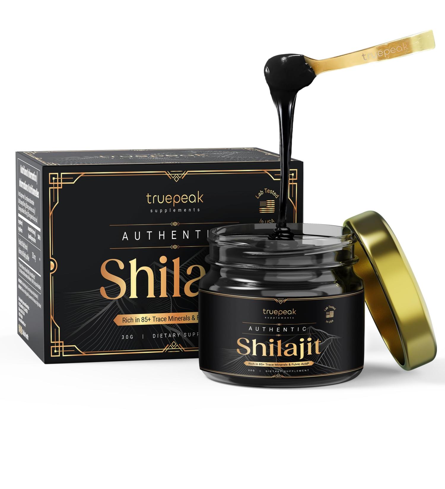 Himalayan Shilajit Resin - Gold Grade US-Lab Verified&Tested 500 mg Maximum Potency 85 Trace Minerals with Fulvic & Humic Acid Energy & Immune Support 30g - Buy Online on GoSupps.com