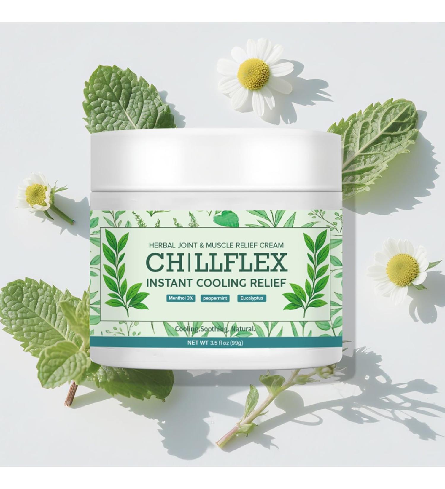 Vivipop CHlLLFLEX Instant Cooling ReIief Cream - Menthol Soothing Cream 3.5OZ Herbal Cooling Moisturizer with Menthol for Daily Joint & Muscle Skincare - Buy Online on GoSupps.com