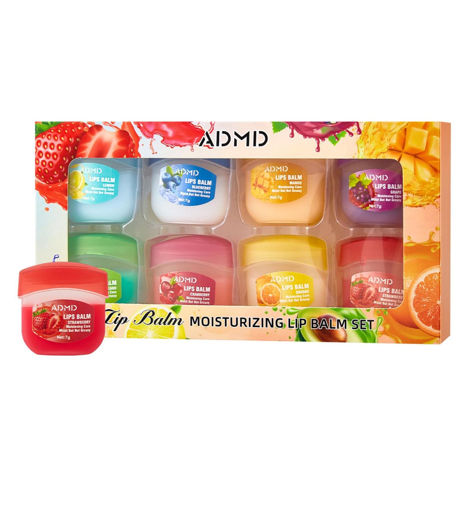 8-Pack Fruit Flavor Lip Balm Set Mini Lip Mask for Daily Moisture & Overnight Care Helps Soothe Dry Lips 1 Count (Pack of 8) - Buy Online on GoSupps.com