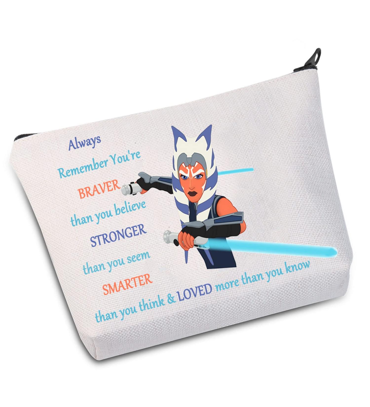 Wumpa Ahsoka Tano Cosmetics Bag - Perfect Gift for Star Wars Fans | Braver Stronger Smarter Makeup Bag with Zipper for Women & Girls - Buy Online on GoSupps.com