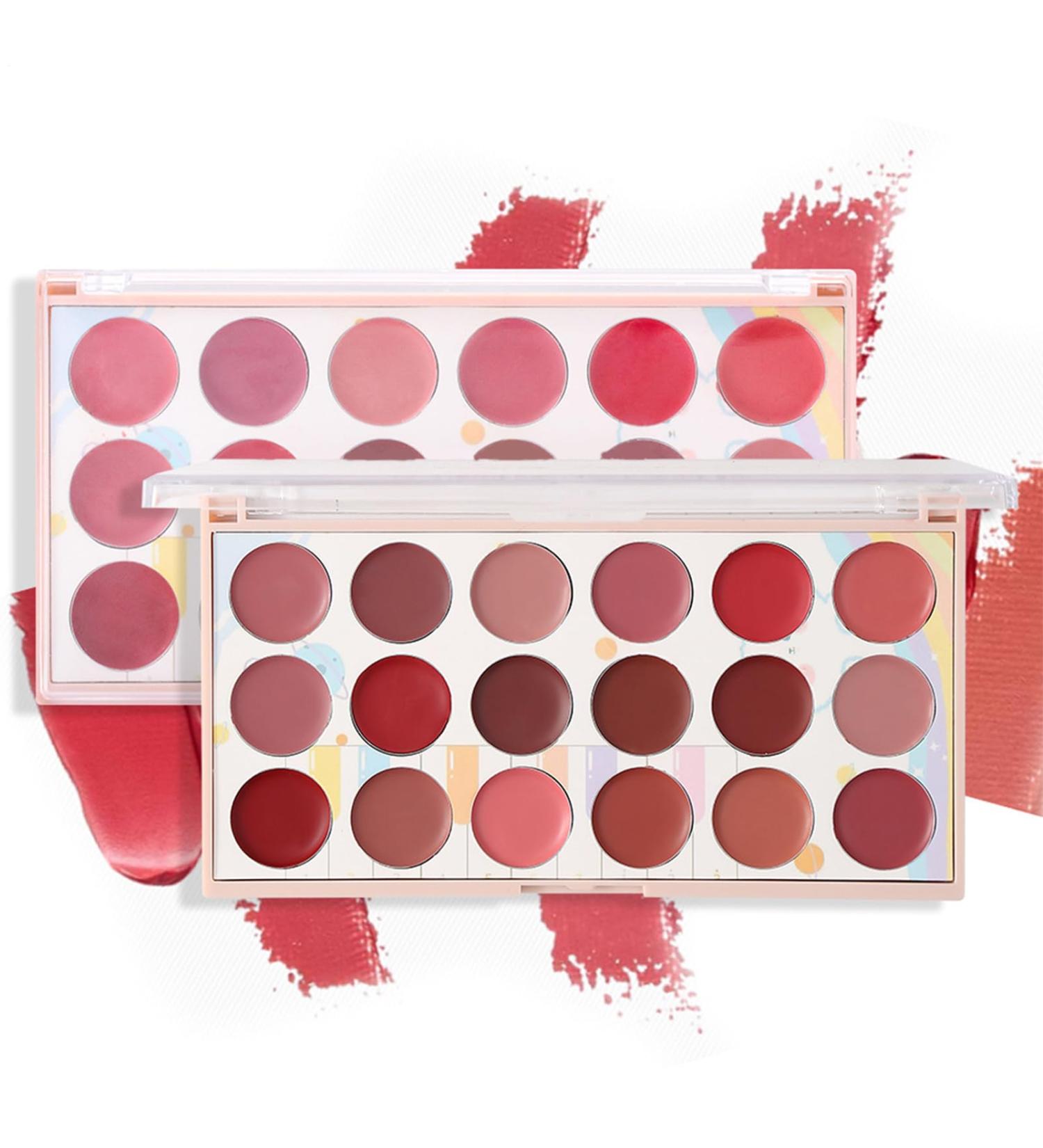 Cream-to-matte palette 18-shade kit from shades soft velvet formula highly pigmented moisturizing compact | Glossy to shades travel-friendly palette - Buy Online on GoSupps.com